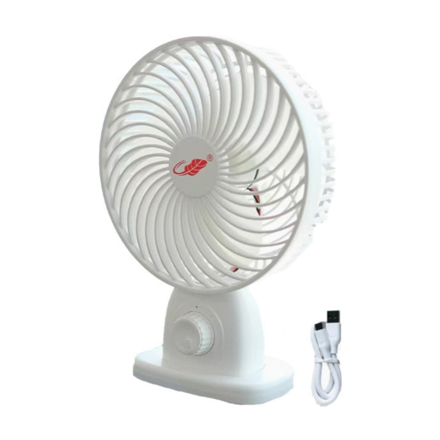 White Gongtian F32 portable USB fan with fast charging cable.