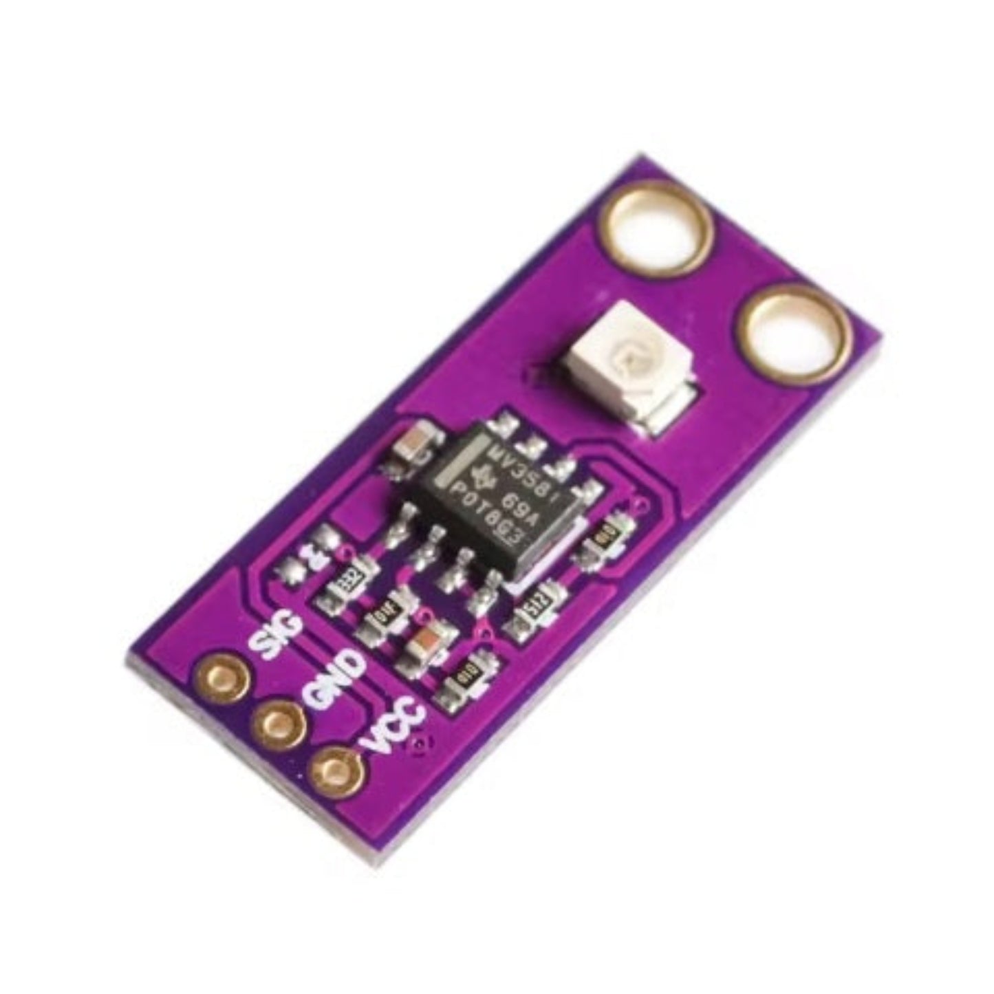 Front view of the MCU-GUVA-S12SD Sunlight UV Intensity Sensor module showing the photodiode.
