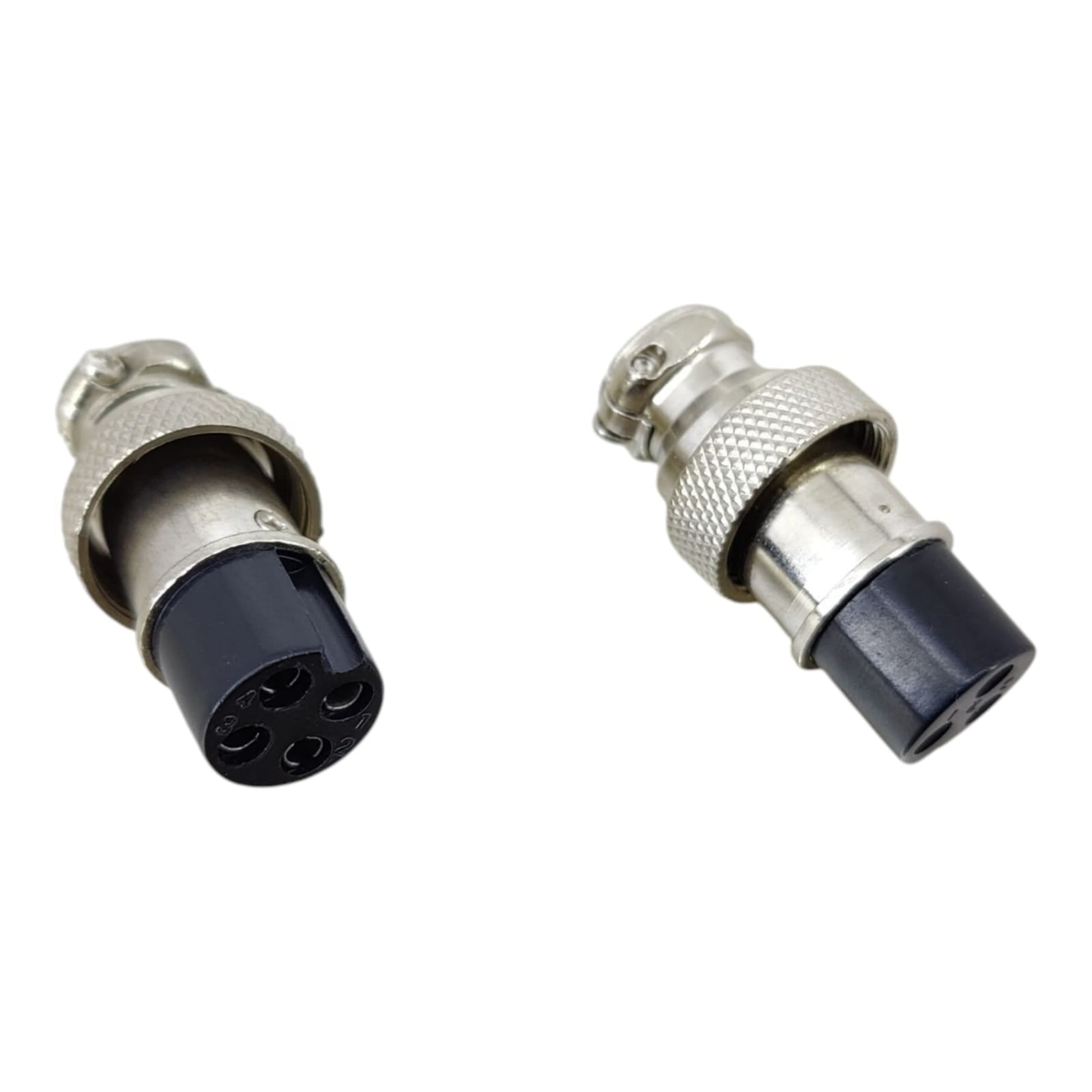 A side-by-side comparison of the GX16 3-pin and 4-pin female cable-mount aviation connectors.
