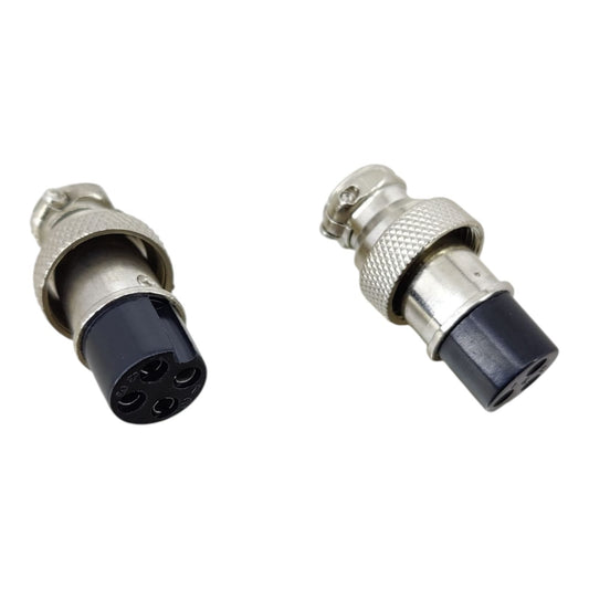 A side-by-side comparison of the GX16 3-pin and 4-pin female cable-mount aviation connectors.
