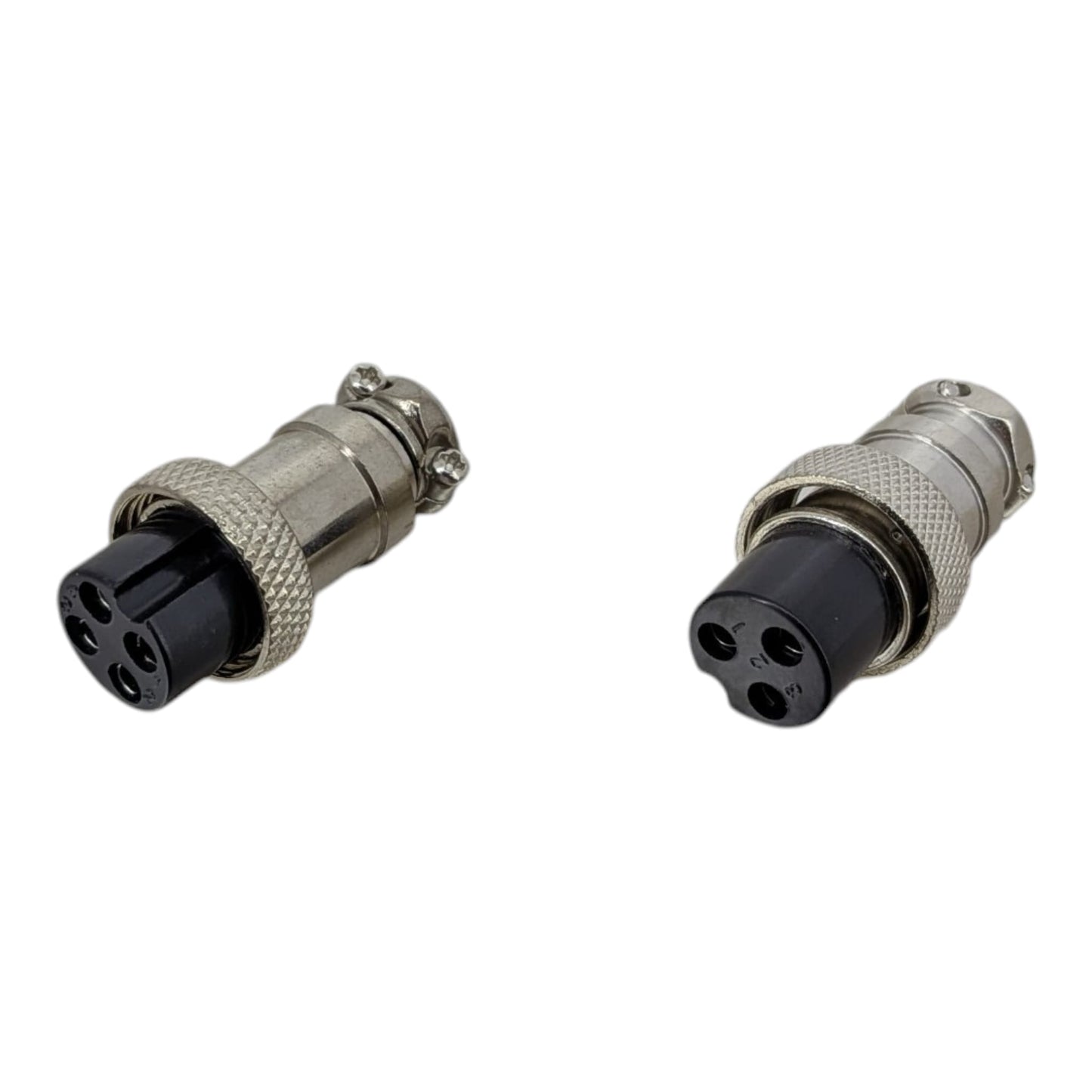 GX16 3-pin and 4-pin female aviation connector front view.