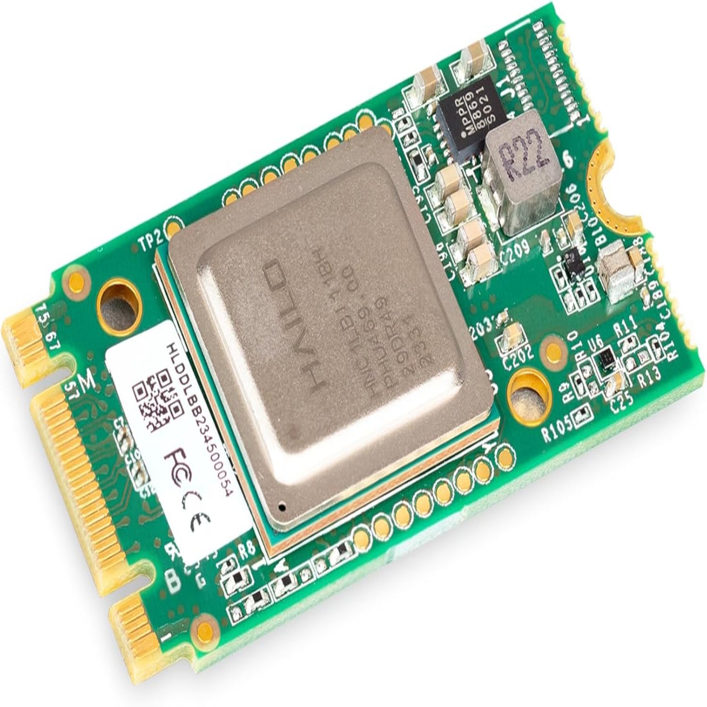 Raspberry Pi AI Kit module with neural network accelerator, designed for optimal performance and heat management.