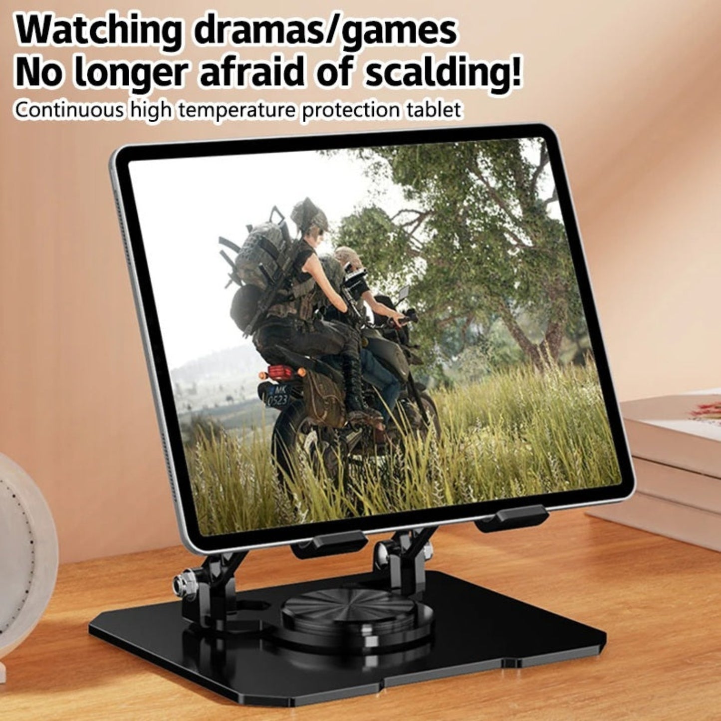 Using tablet stand for watching movies without scalding hands.