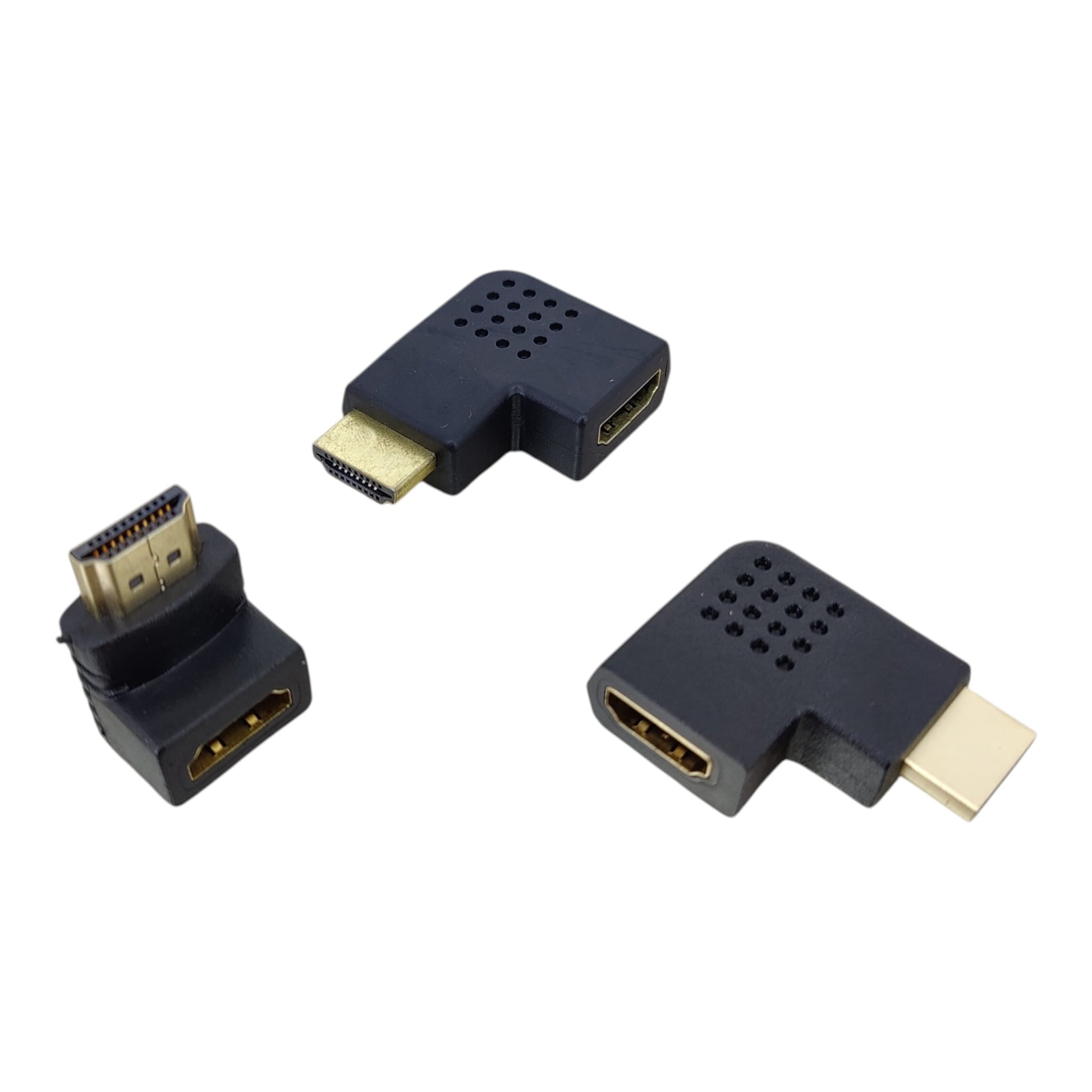 Three types of HDMI Angled Adapters Up Left and Right