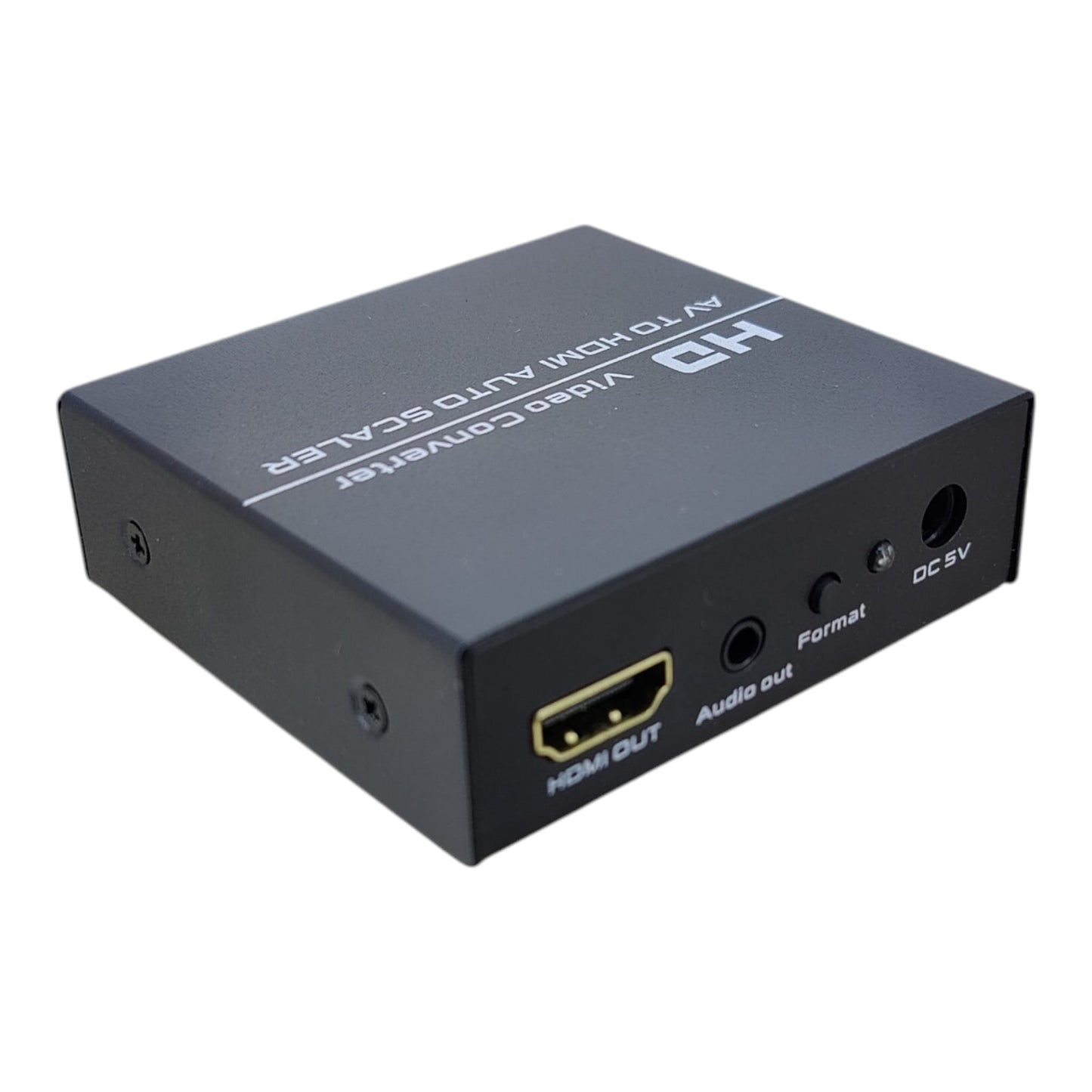 HDMI output port and 3.5mm headphone jack on video upscaler