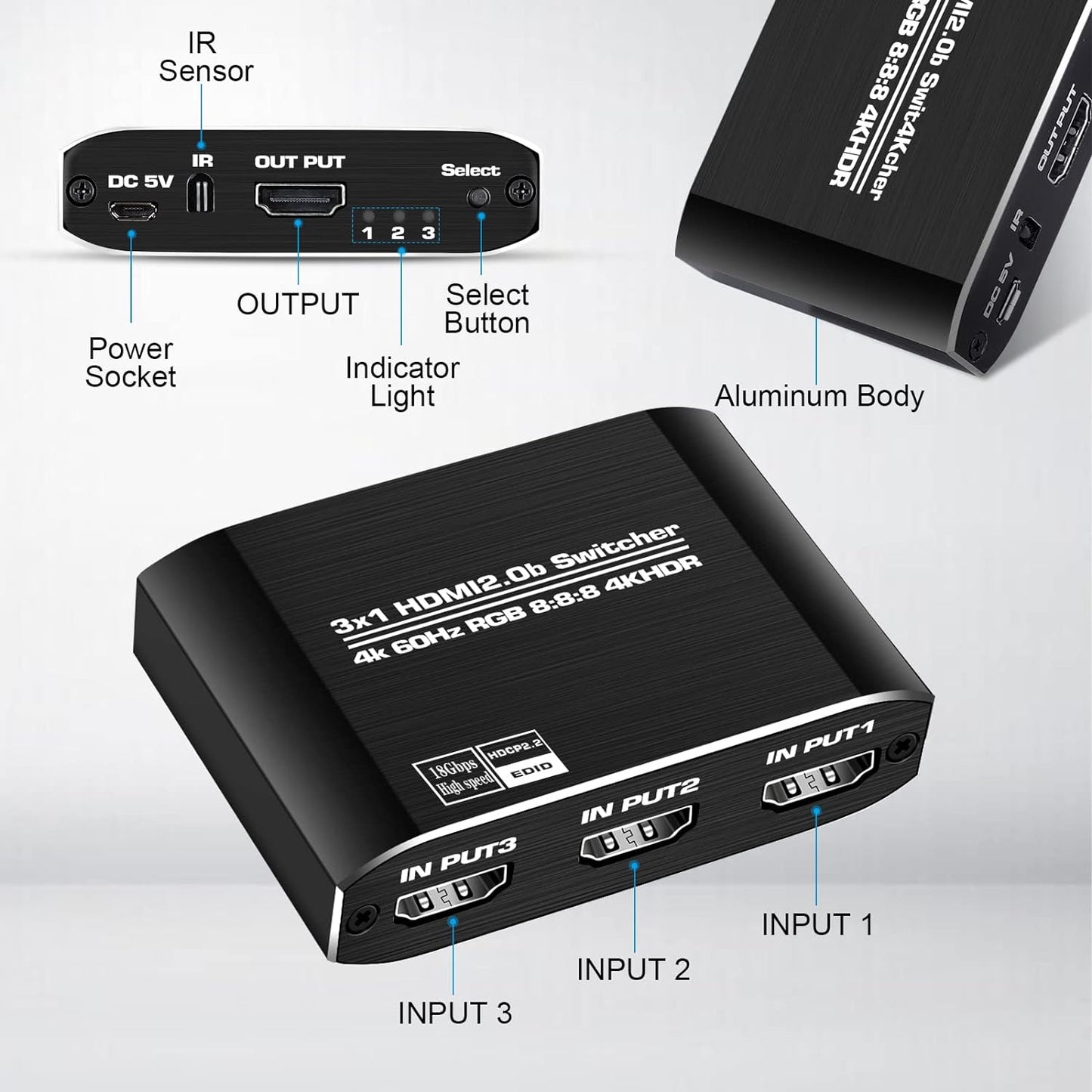 HDMI2.0選擇器3入1出 (4K)