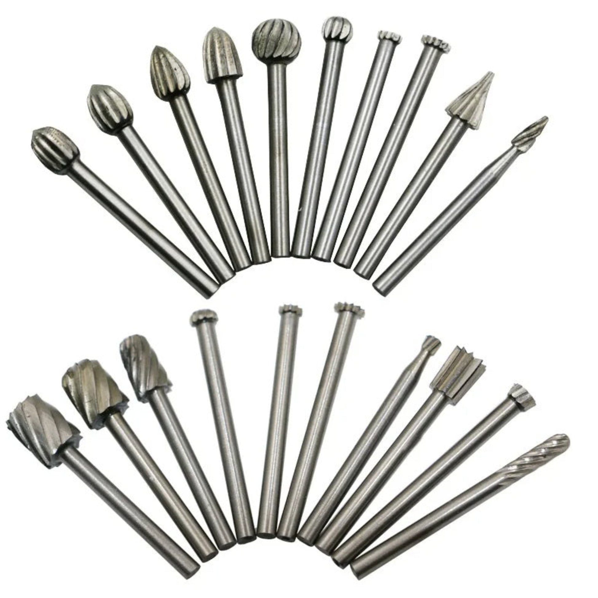 A set of versatile high-speed steel rotary milling cutters and burrs for fine engraving.