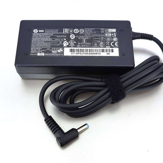 Rear view of HP 19.5V 3.33A laptop charger showing power specifications and model details.