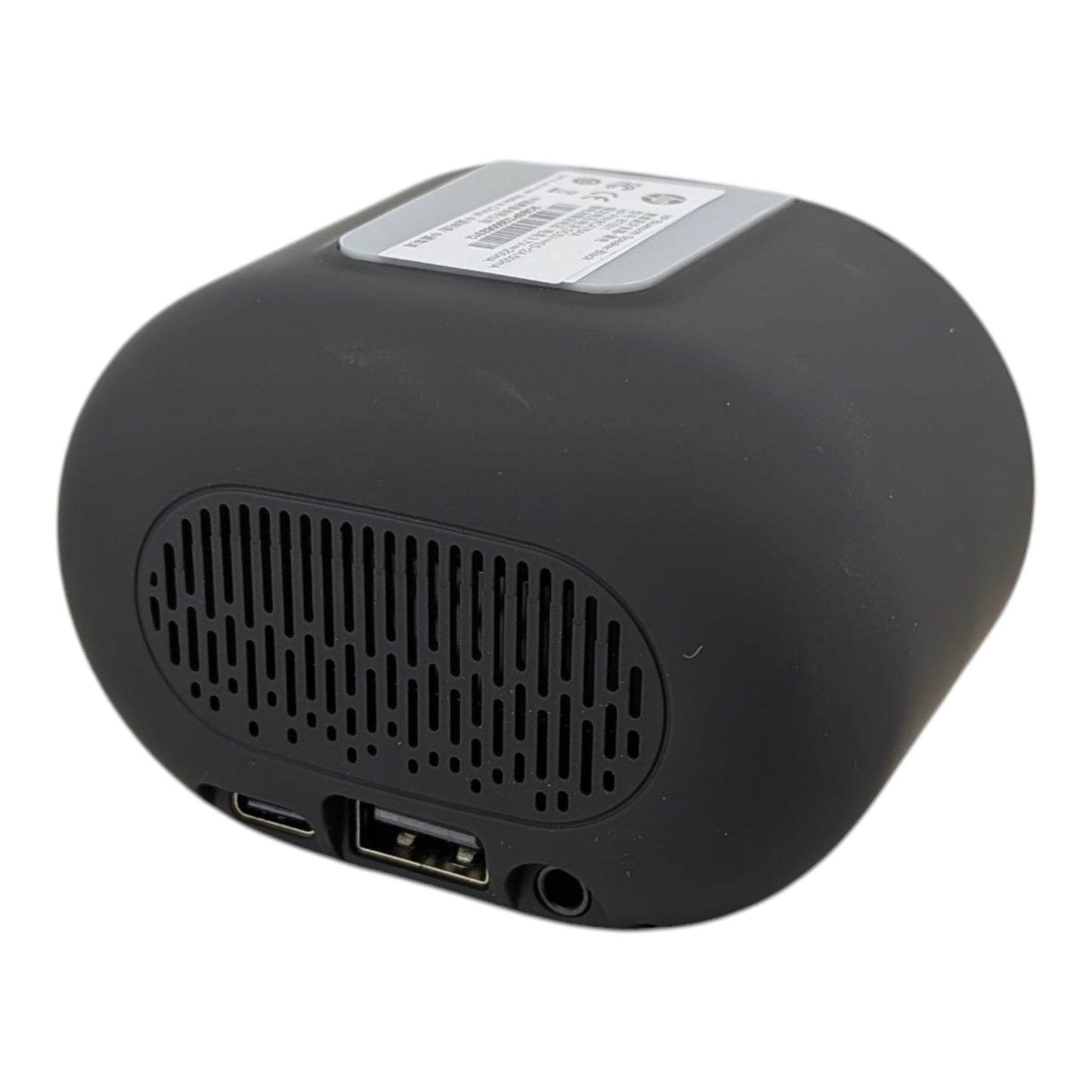 HP BTS01 喇叭機背接口一覽，齊備 Type-C 充電、USB 手指、TF 記憶卡及 3.5mm AUX 輸入，支援離線播歌。