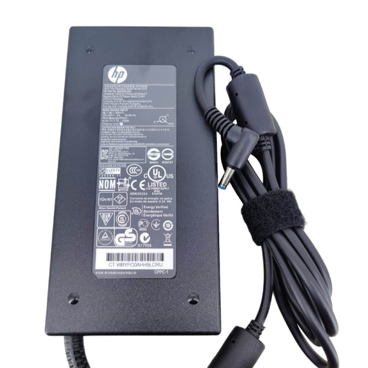 HP 150W laptop charger power adapter with specifications and DC connector for reliable charging.