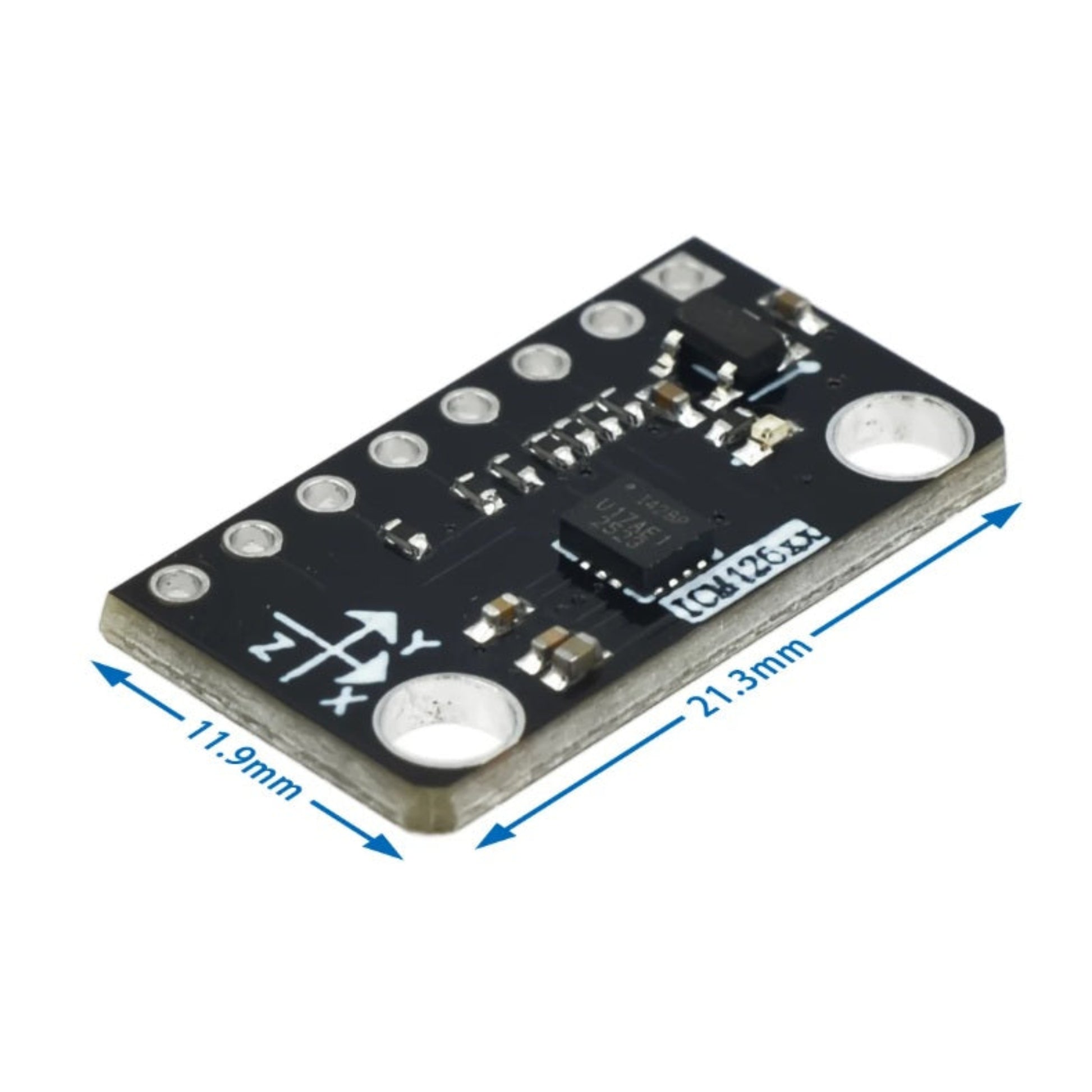 Dimensions of the ICM-42688 module board: 21.3mm by 11.9mm.