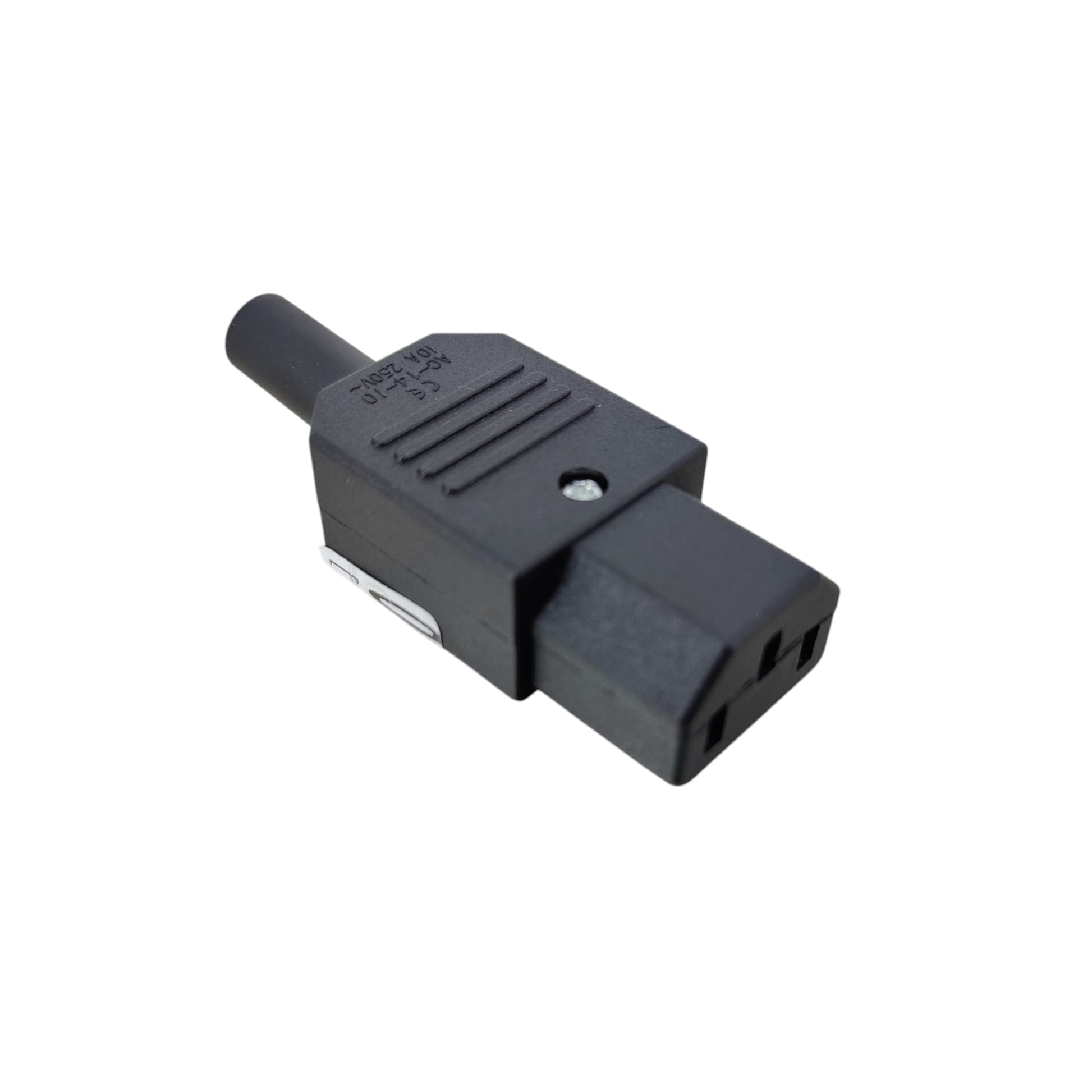 IEC C13 female rewirable power connector, 10A 250V, black DIY repair plug for computer power cords.