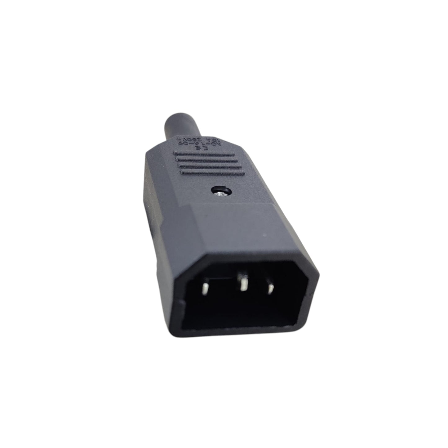 IEC C14 male rewirable power connector, 10A 250V, DIY replacement plug for PDU and UPS power cables.