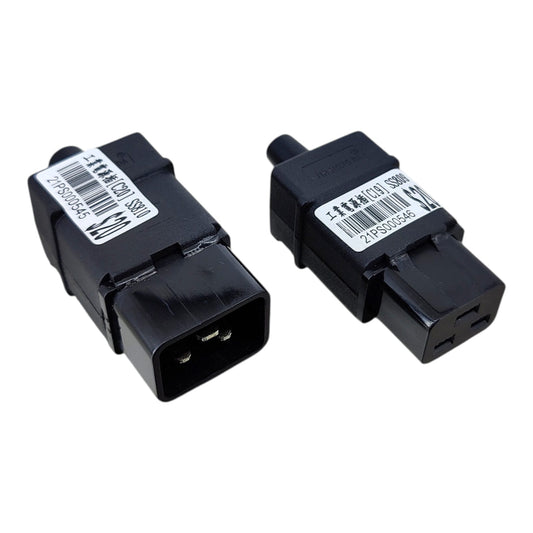 IEC C19 female and C20 male rewirable power connectors rated 16A 250V.