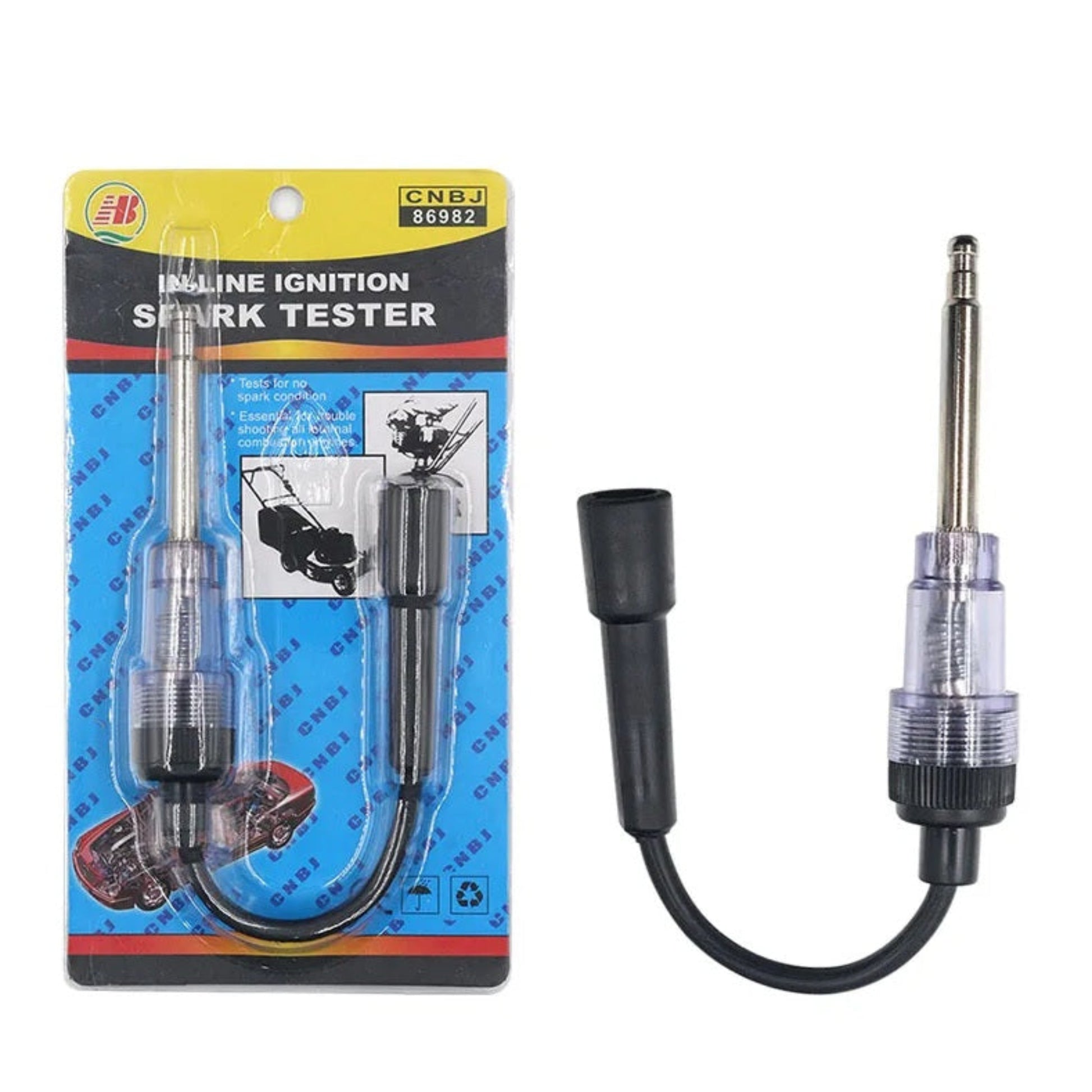 Retail blister packaging of the in-line ignition spark tester.