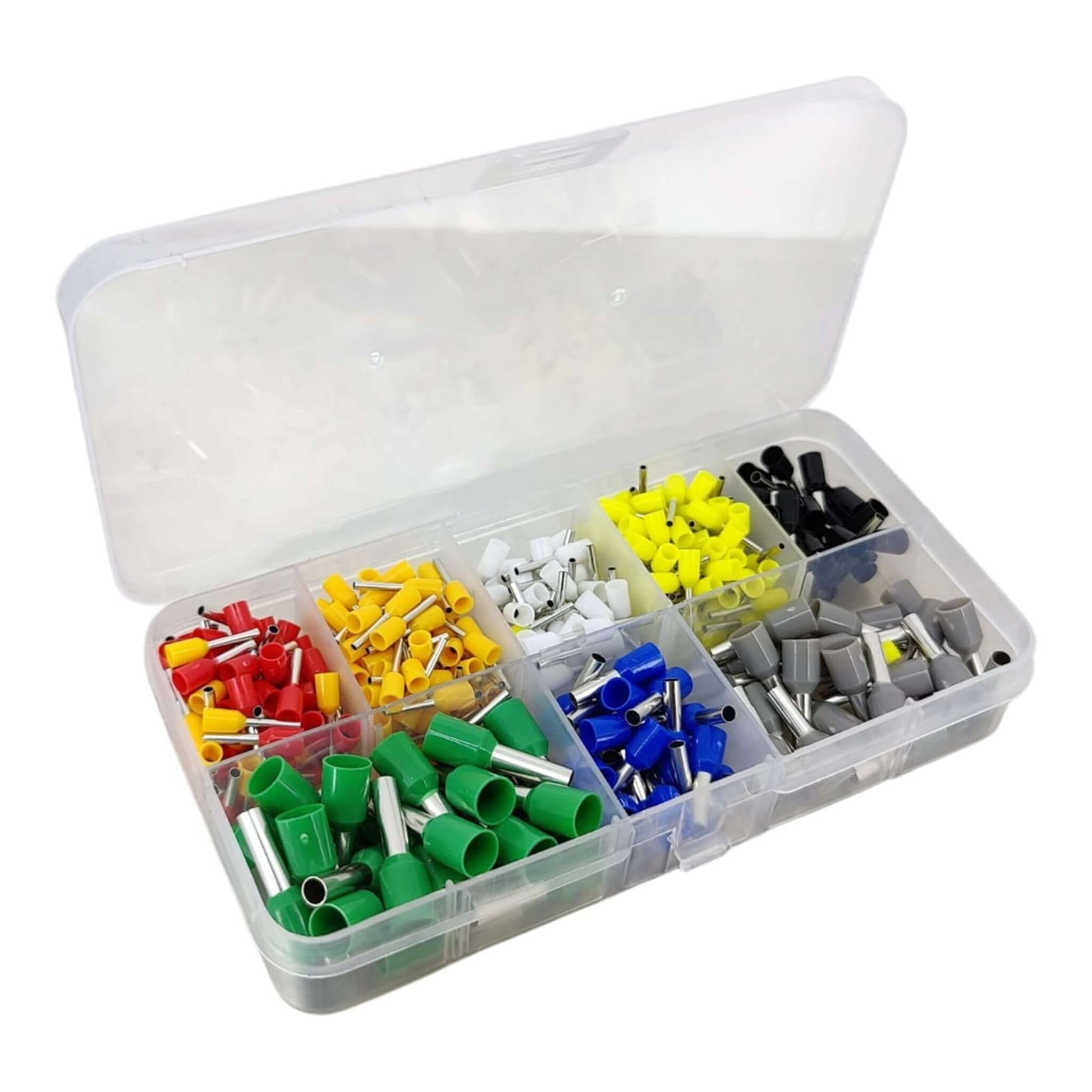 400pcs assorted insulated wire ferrule kit in organizer box showing various colors and sizes.