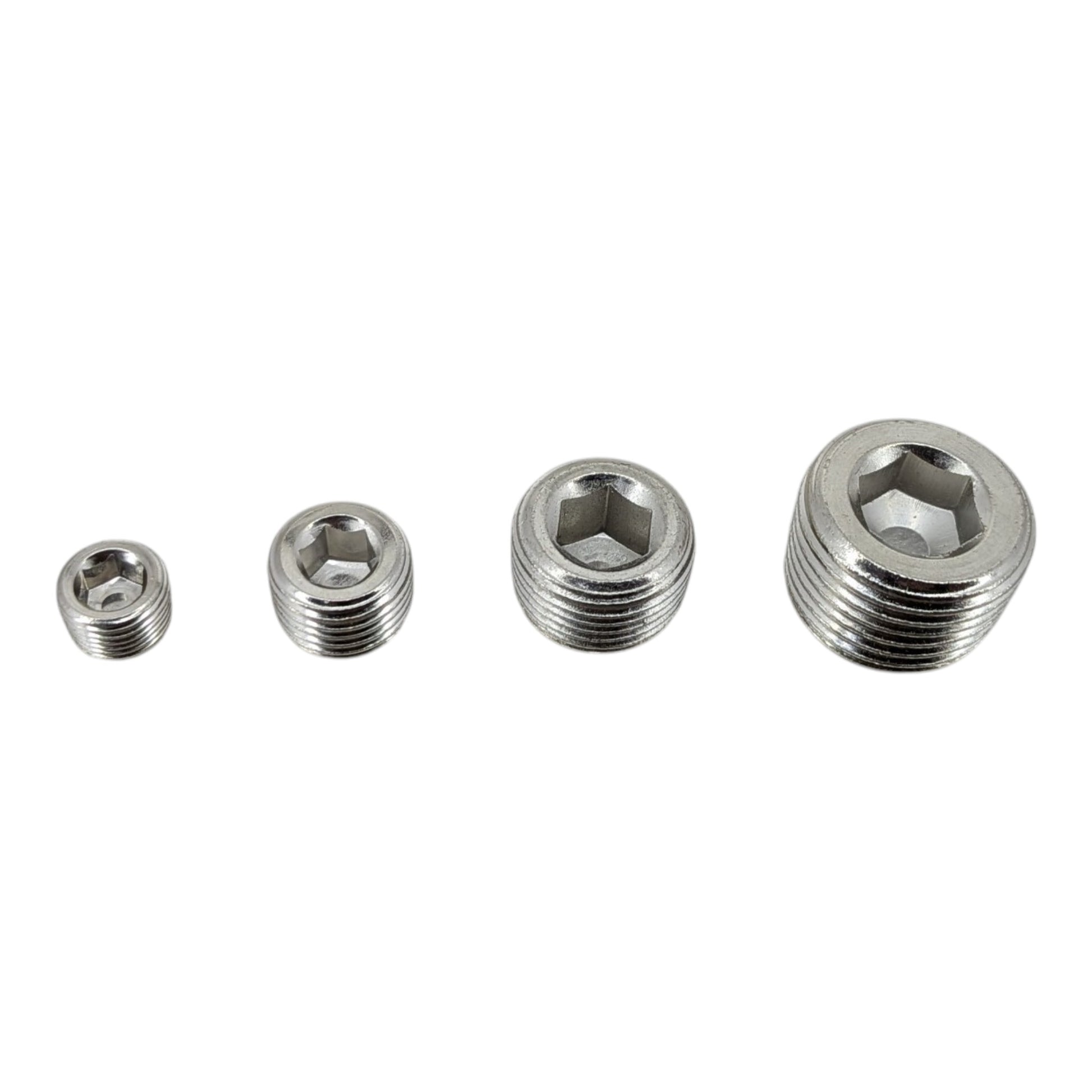 Top-down view of the internal hexagon drive on the blanking plugs, allowing for flush, space-saving installation using an Allen key.