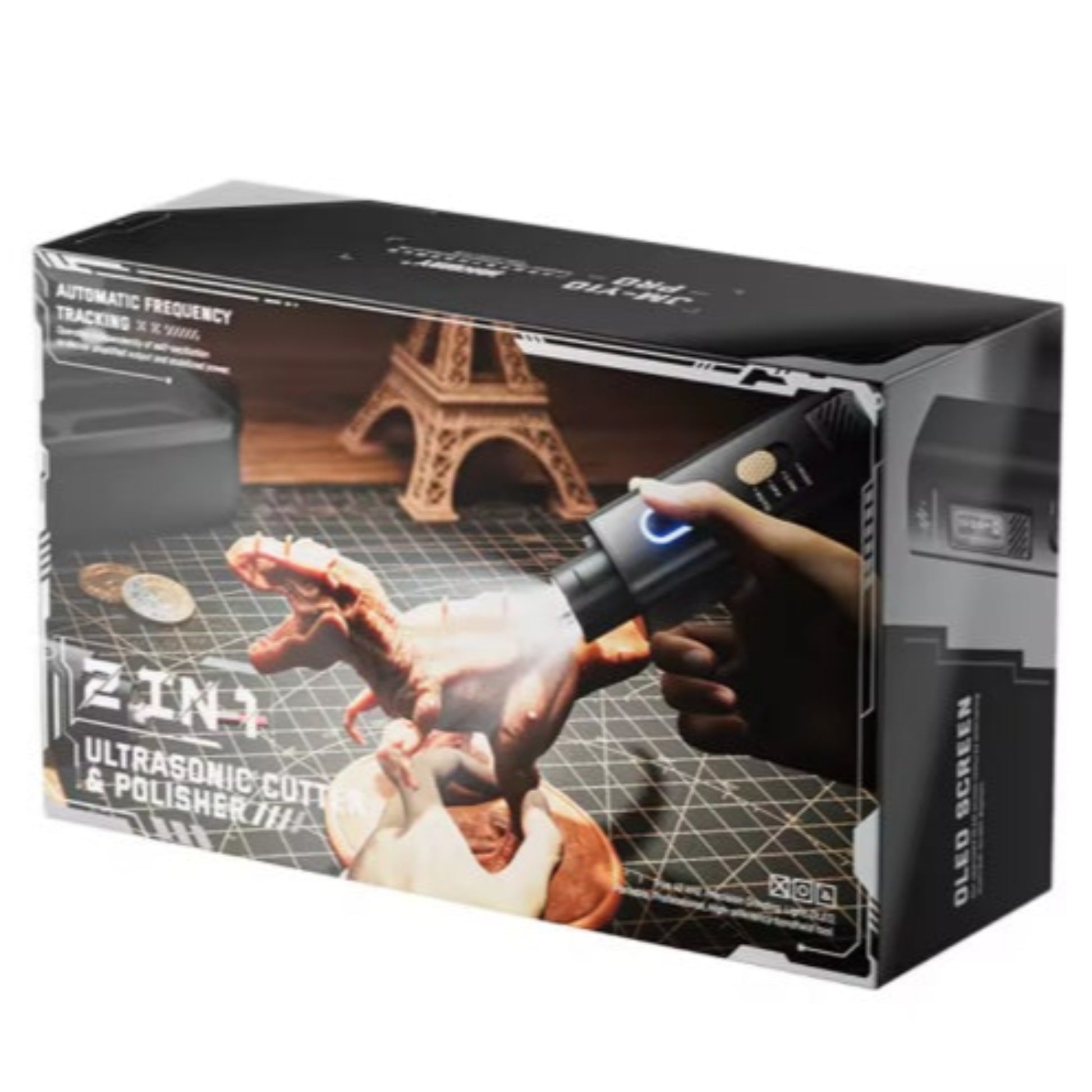 The Jakemy 2-in-1 ultrasonic cutter and polisher in its packaging box.