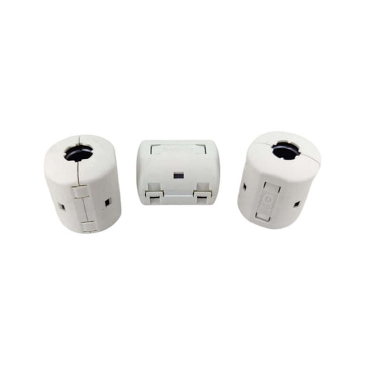 Japan KG RFC-10 split toroidal ferrite core with plastic housing for electronic devices.