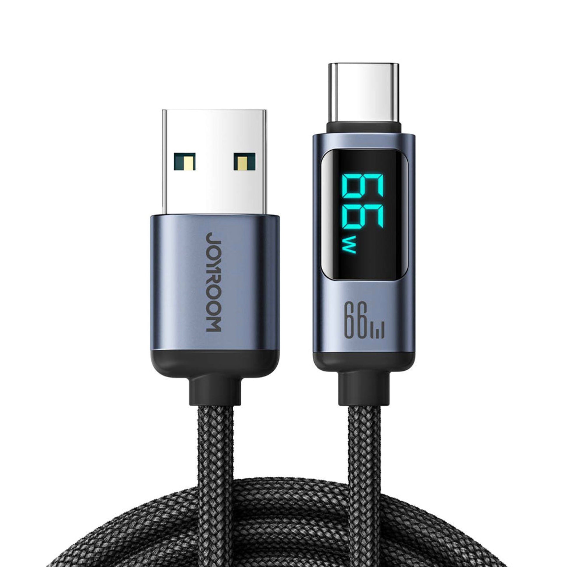 Joyroom 66W digital display USB-A to USB-C fast charging cable in black