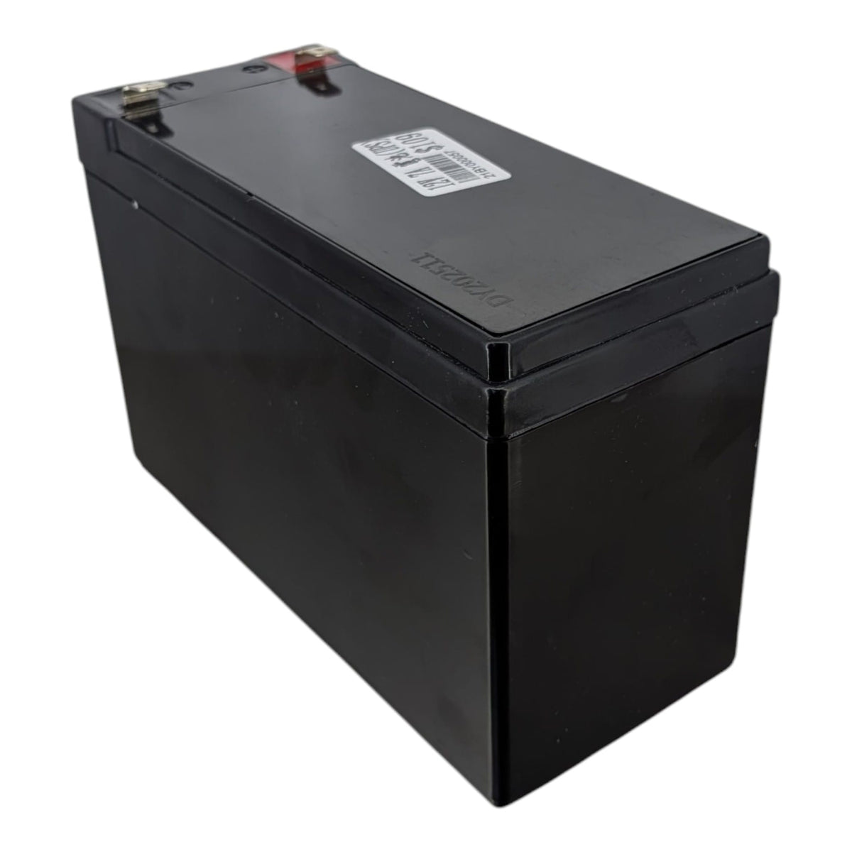 重 1.95kg 的 JUEYI 12V 7Ah 充電電池斜角圖，專為防盜警報器及電動模型提供穩定電力。