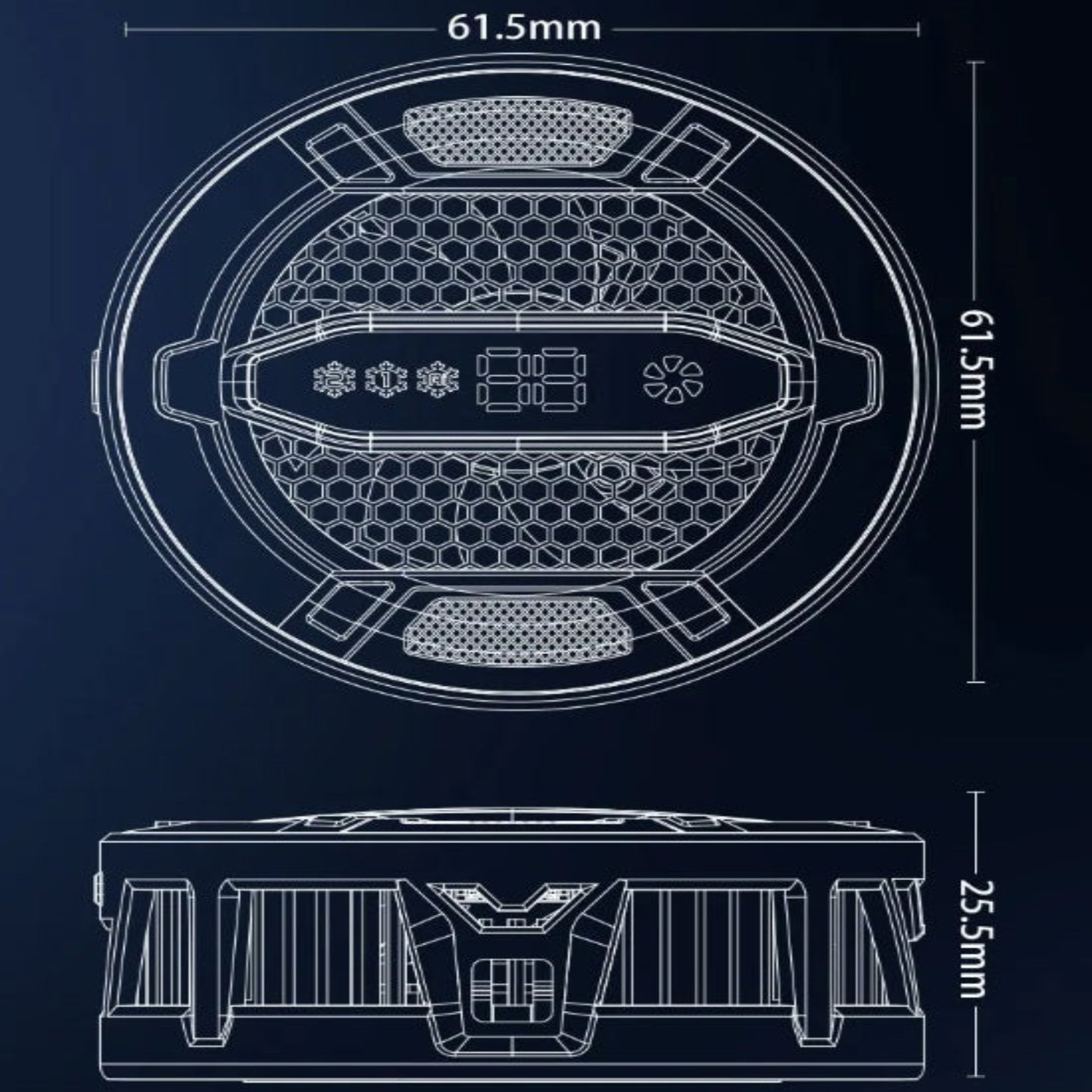 K31 magnetic phone cooler size specs: 61.5mm diameter and 25.5mm thickness for portable gaming.