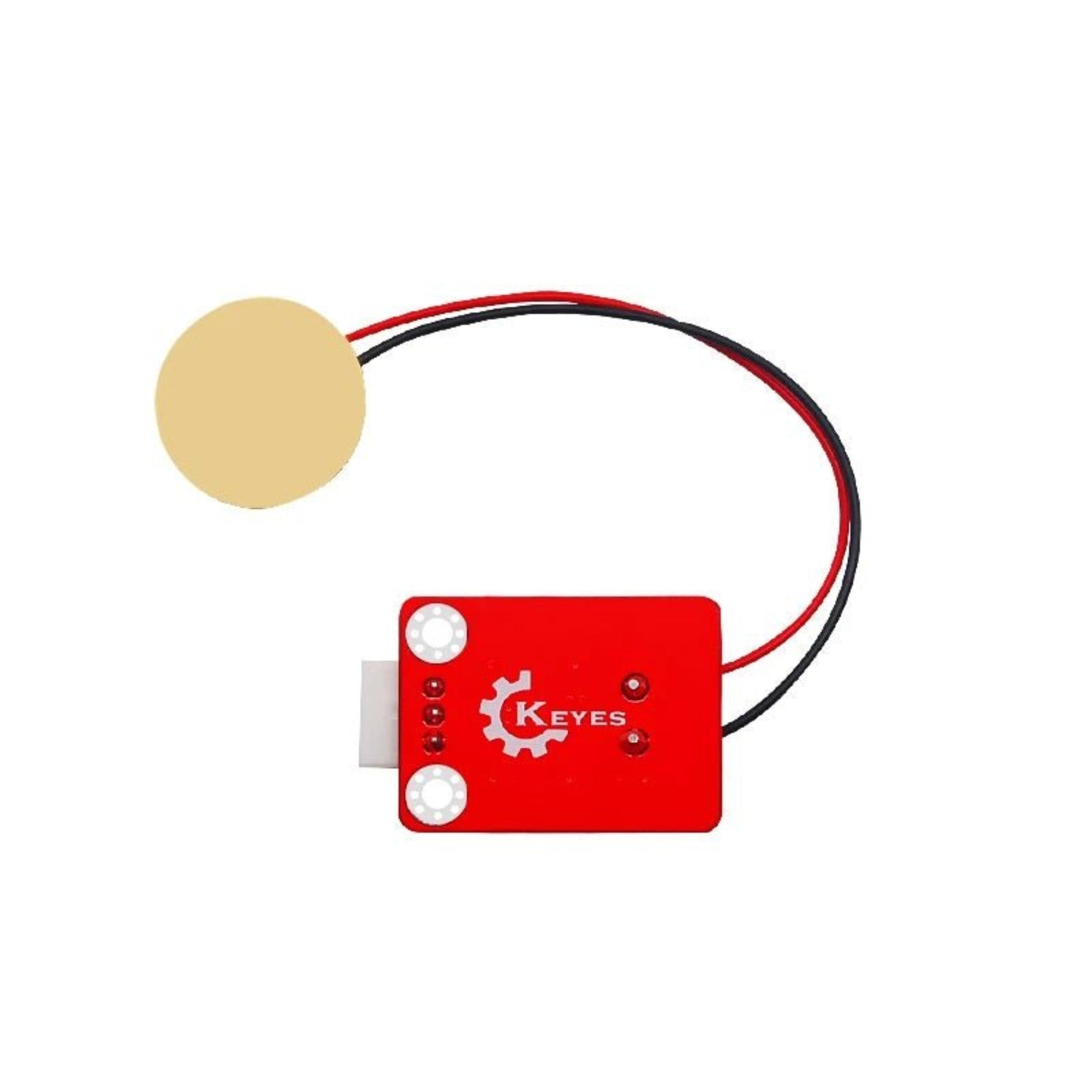 Analog Piezoelectric Ceramic Vibration Sensor Module for Arduino with piezo transducer for vibration detection.