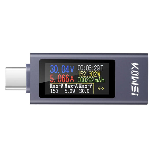 KWS-2302C Type-C power tester with 0.96 inch TFT color display showing voltage and current.