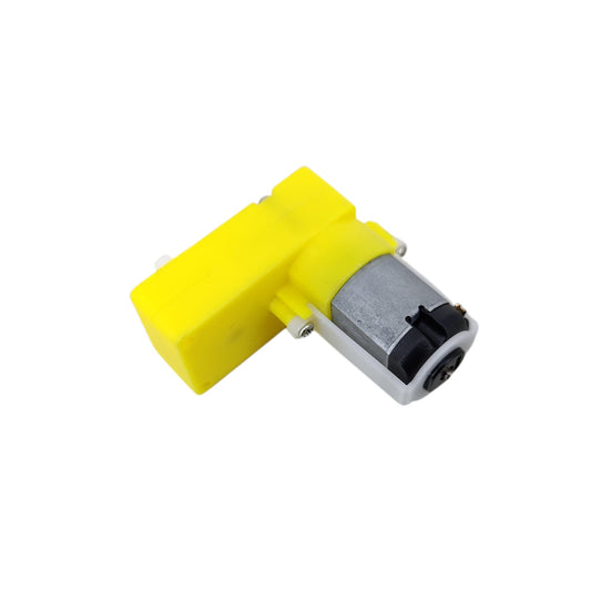 Yellow L-shaped 3-6V DC gear motor for Arduino smart car projects.
