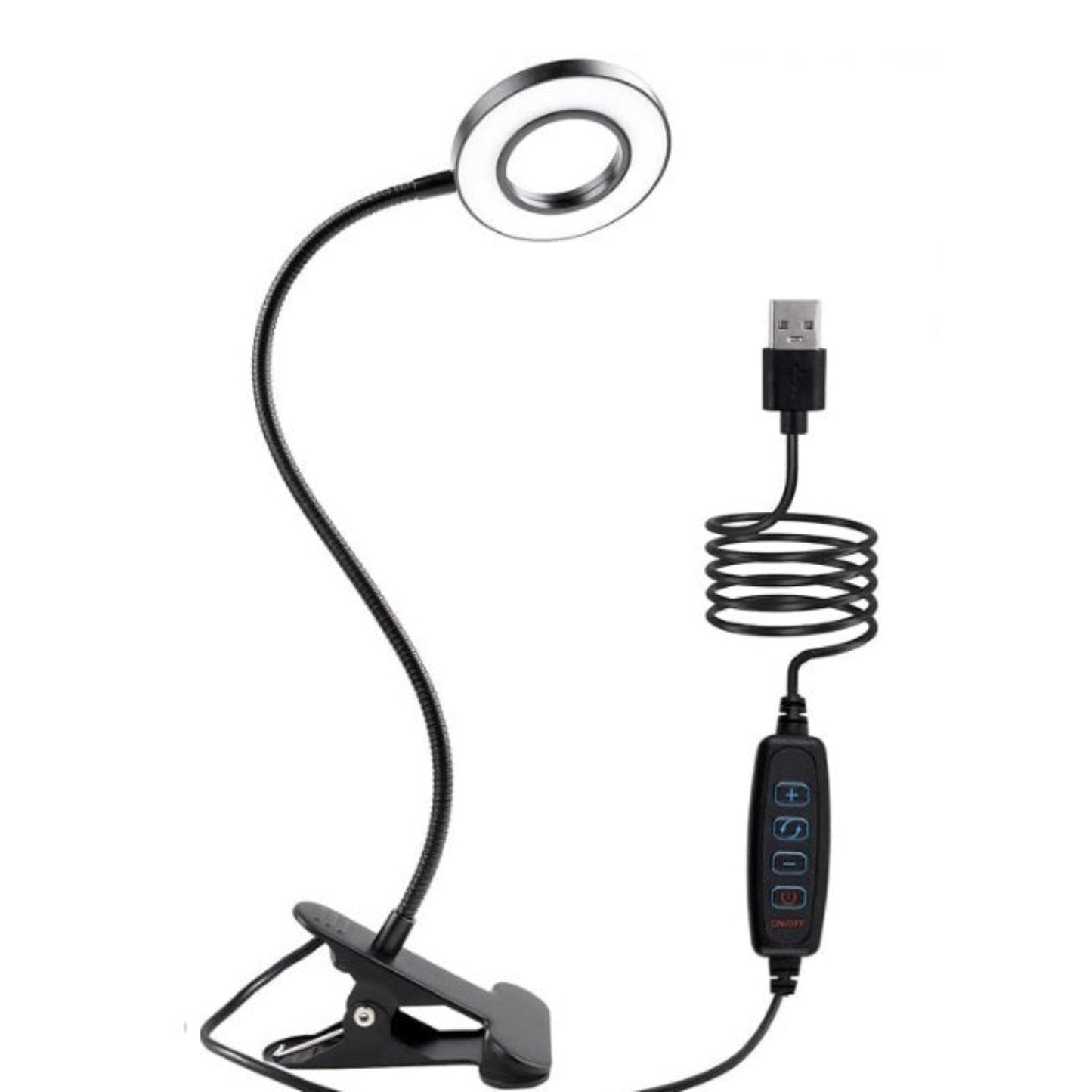 USB LED Clamp Desk Lamp | 3 Color Modes & 10 Brightness Levels with flexible arm and USB connection