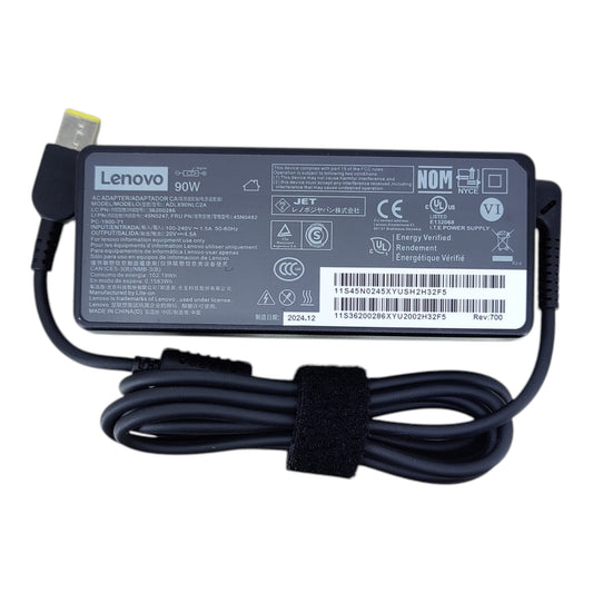 Lenovo 90W 20V 4.5A 手提電腦火牛 (Slim Tip 黃色方口插頭)，型號 ADLX90NLC2A。