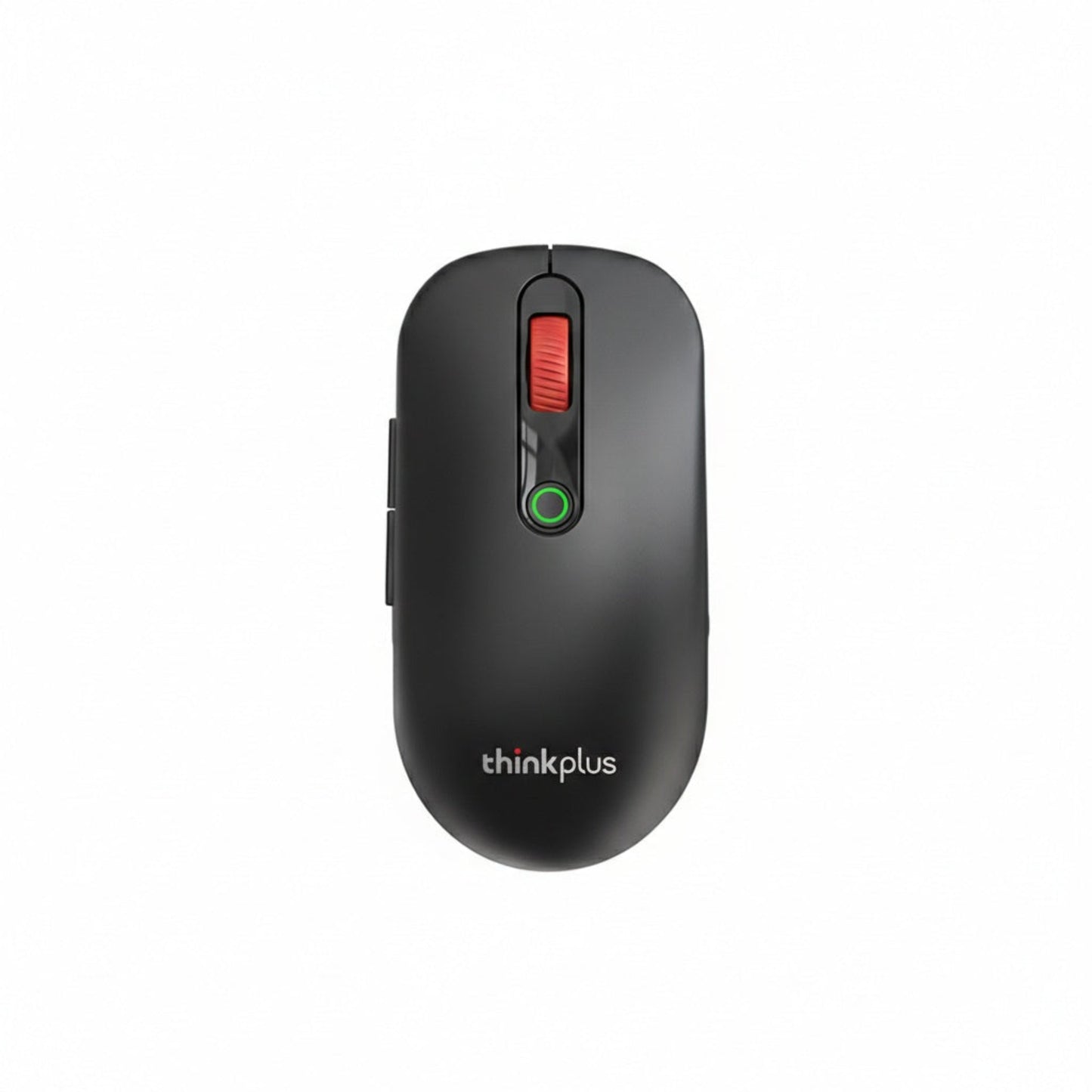 Lenovo Thinkplus WL400 dual-mode wireless mouse in black with red scroll wheel.