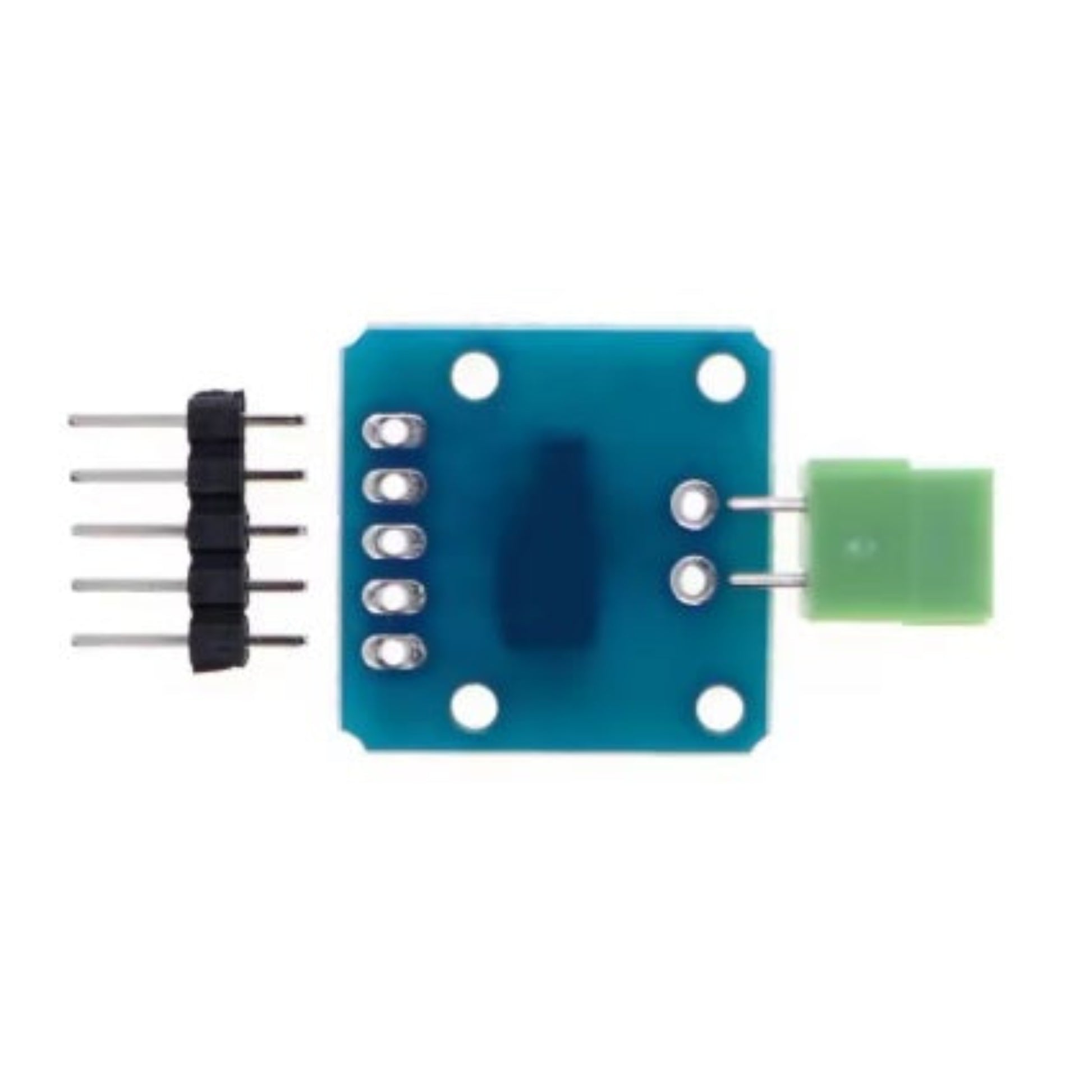 Bottom view of the blue MAX6675 PCB showing soldering points and pinout labels.