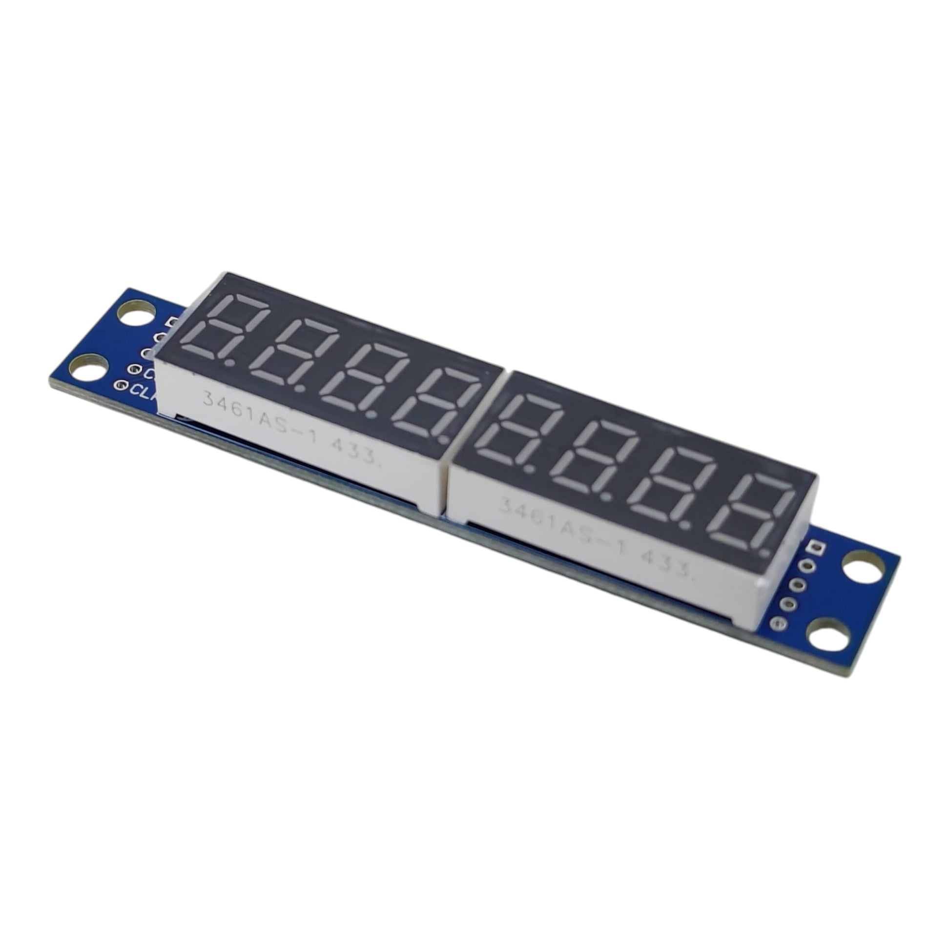 Front view of the MAX7219 8-digit 7-segment LED display module showing the red digital tube screens.