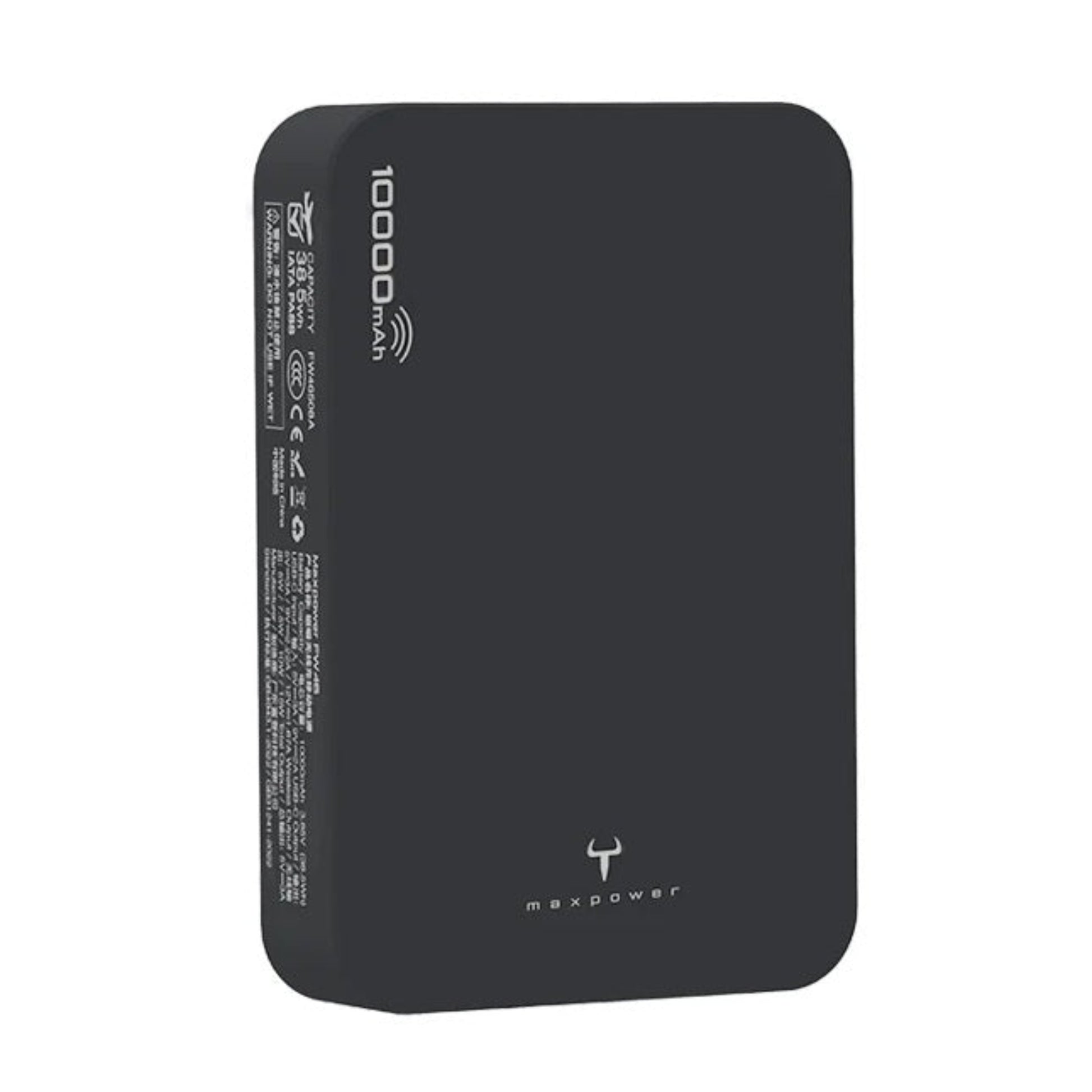 Maxpower FW46 10,000mAh magnetic wireless power bank showing the magnetic charging surface.