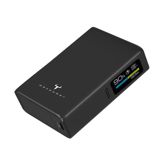 Maxpower JL100P 10000mAh power bank with LCD display, compact design for fast charging on the go.