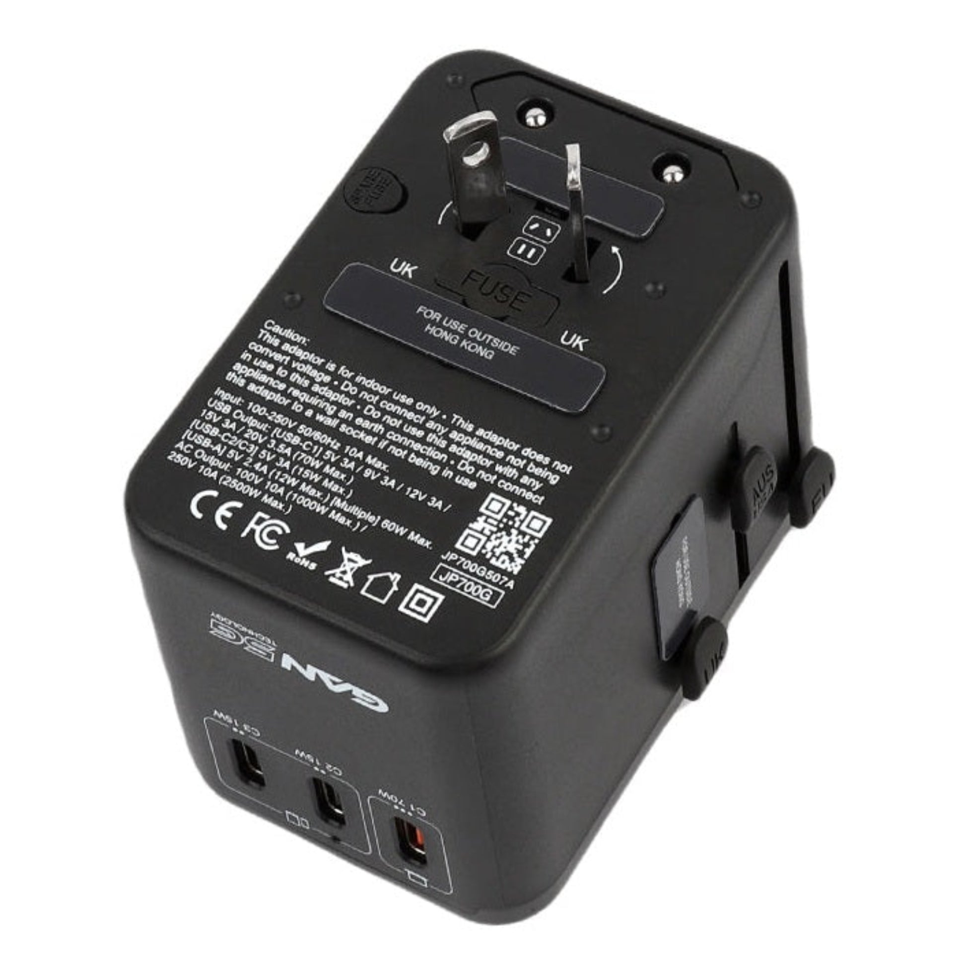 Detail shot of 3 USB-C and 1 USB-A ports