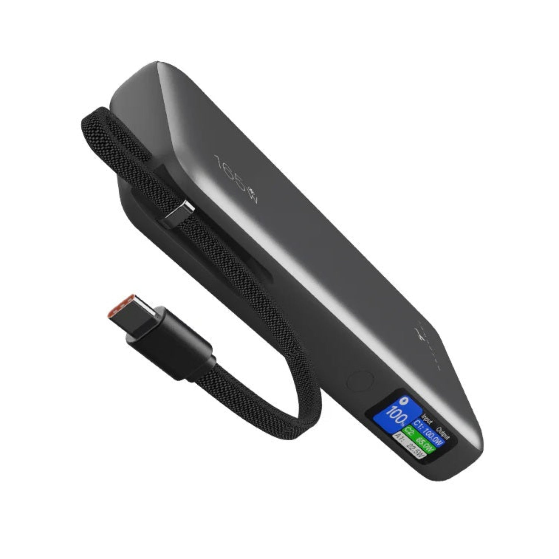 Built-in 100W USB-C cable and smart digital status display on RG3380SX+ power bank.