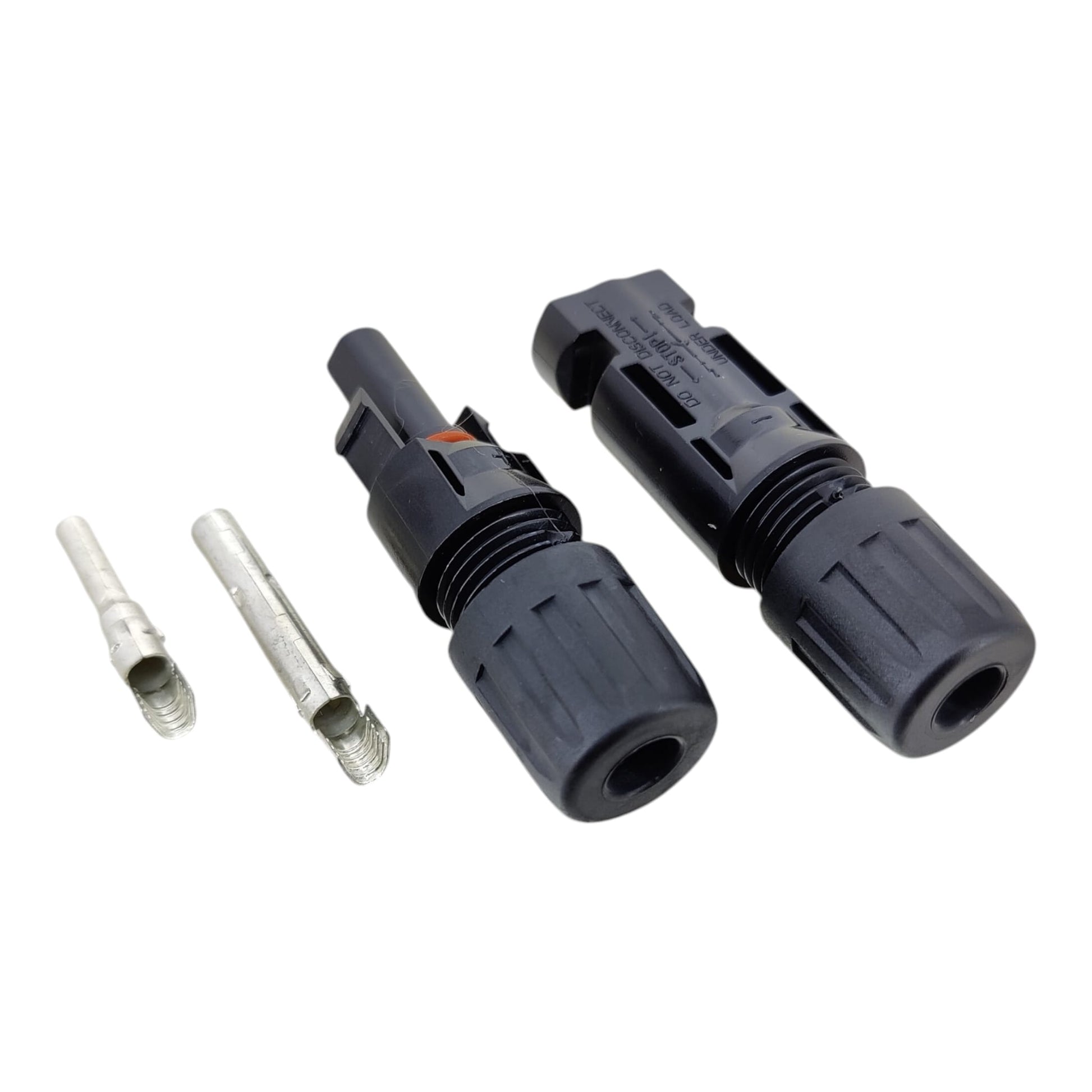 MC4 Solar Connectors disassembled showing tinned copper pins