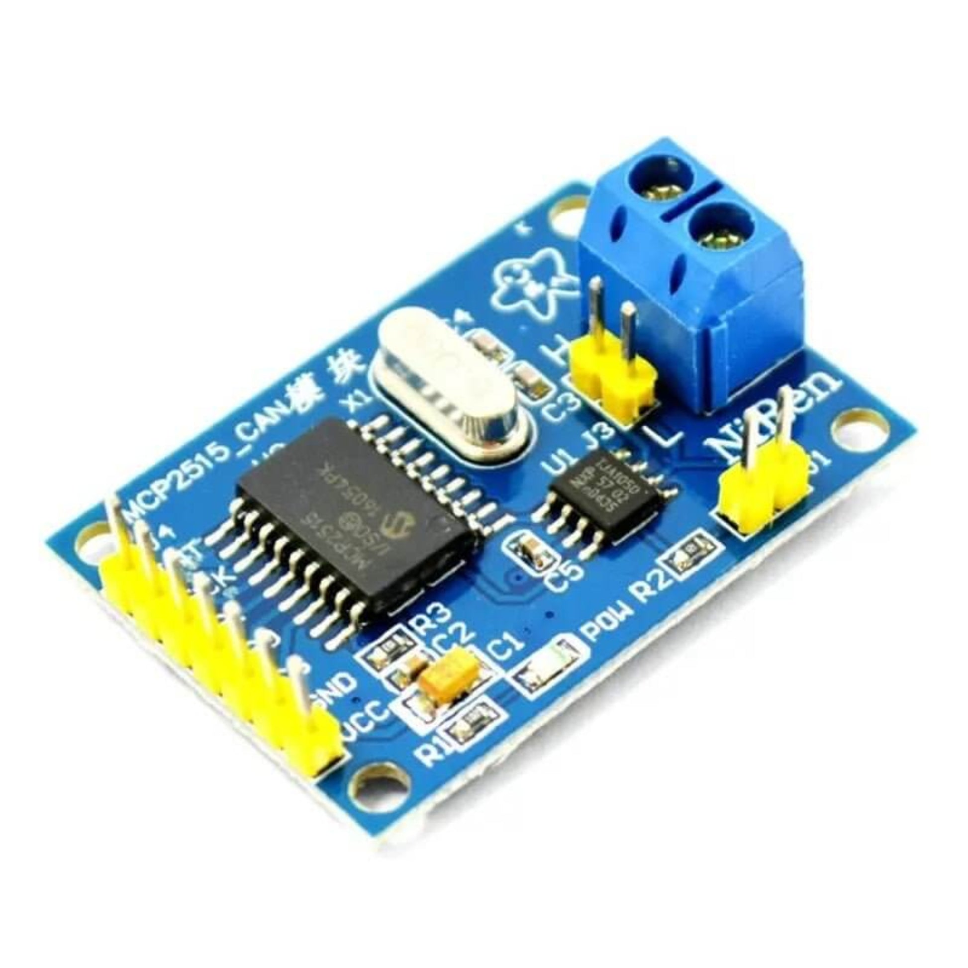 MCP2515/TJA1050 CAN Bus module used for electronic DIY kits and ARM/51 microcontroller projects.