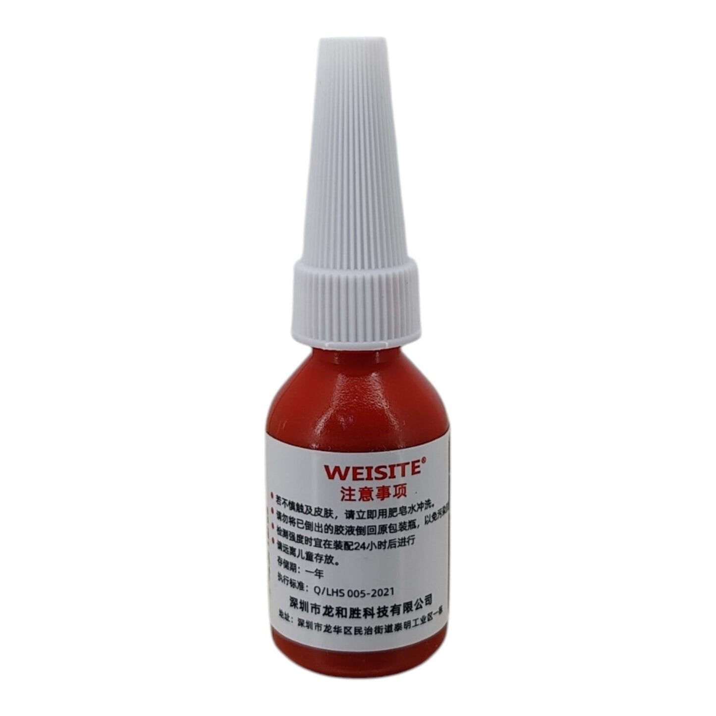 Applying blue screw glue to metal bolt threads for locking.