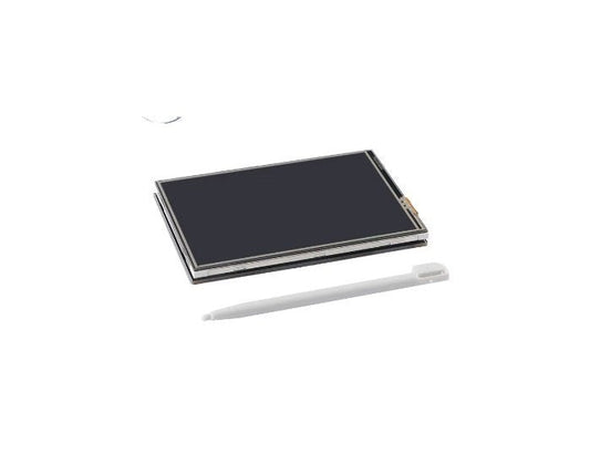 3.5 inch Raspberry Pi LCD display module with touch screen and stylus, resolution 320x480, ideal for DIY projects.