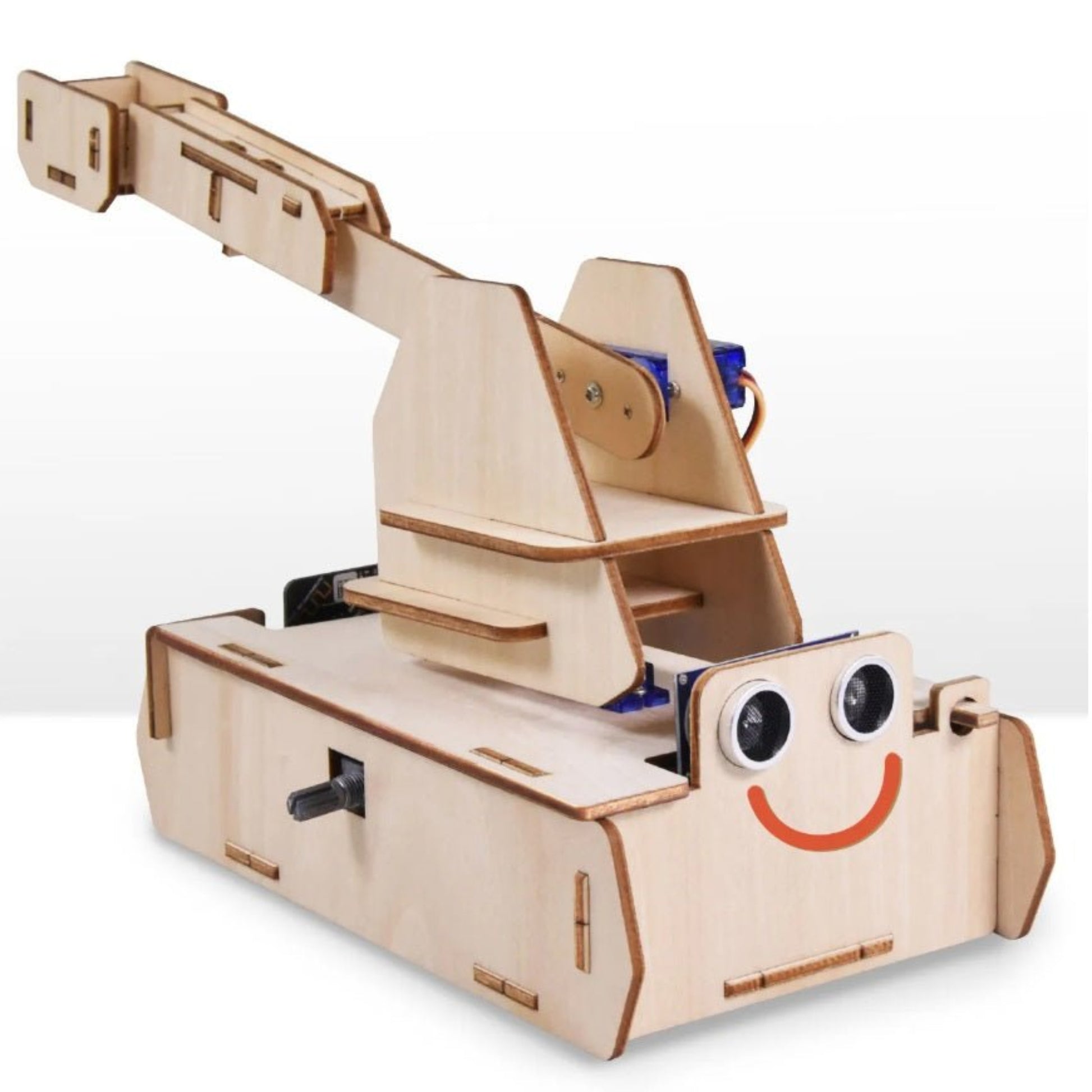 Micro:bit Thrower Learning Kit wooden toy for STEM education, featuring a cute design and simple assembly.