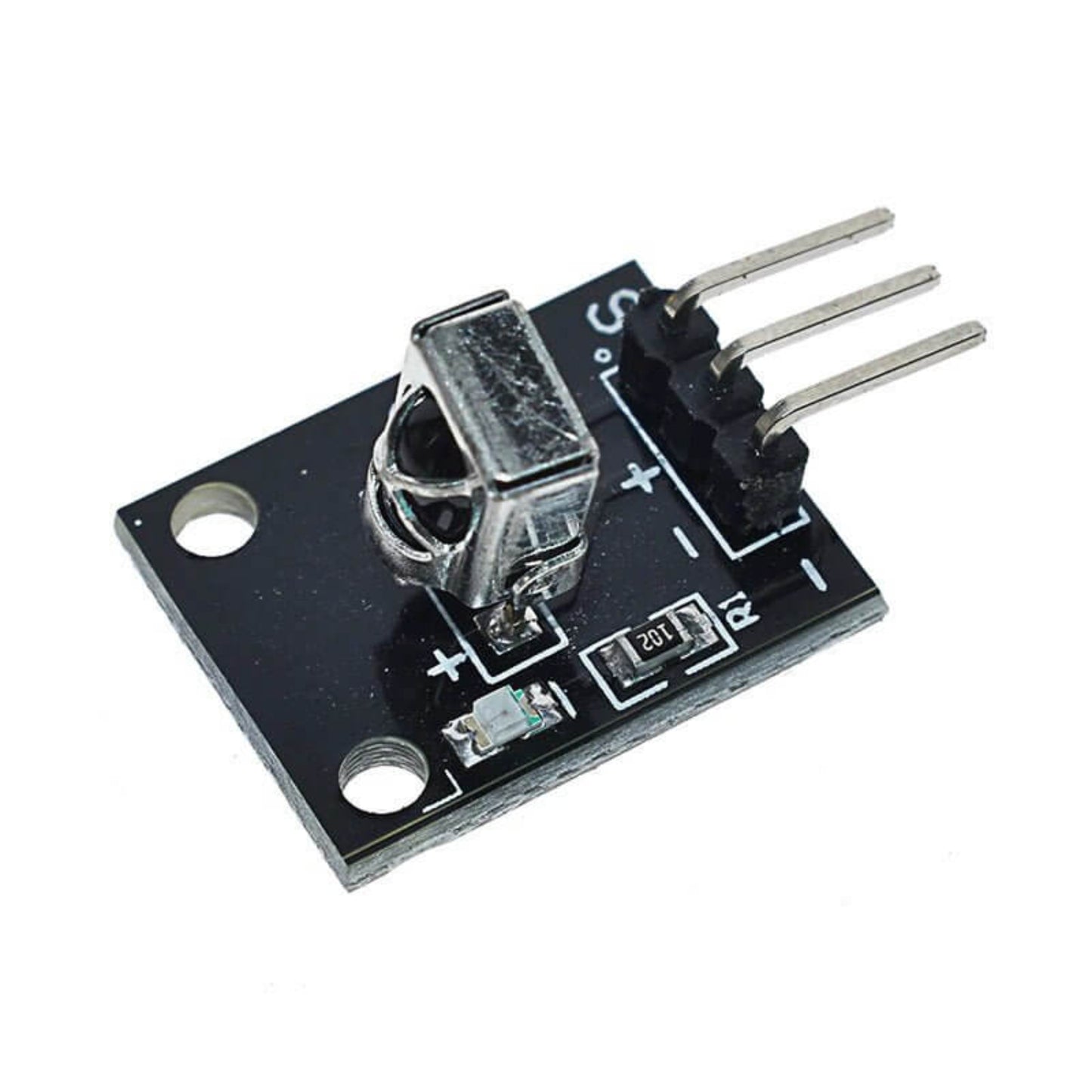 Back view of the Mini Slim 38KHz IR remote control and the bottom of the infrared receiver module.