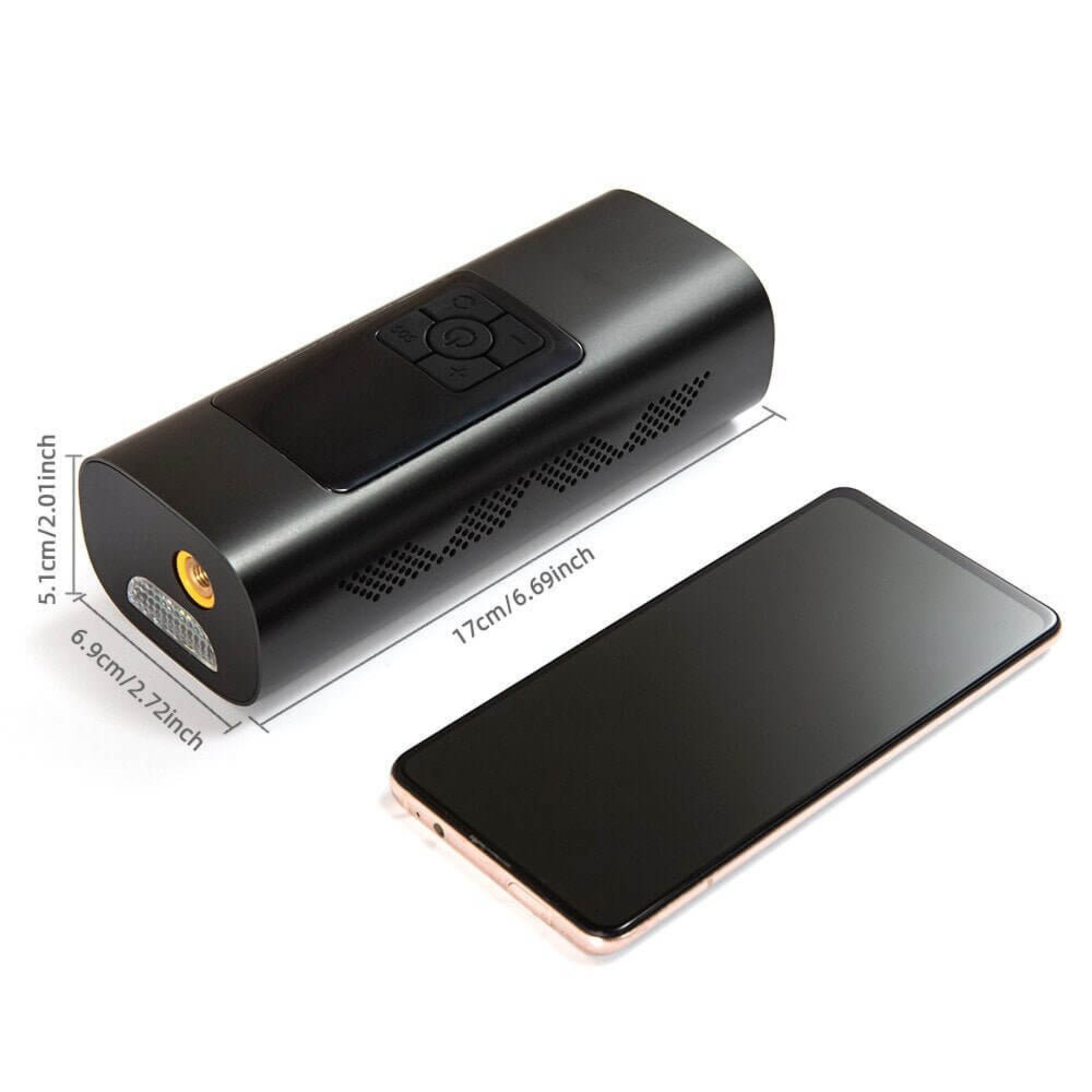 Compact mini wireless tire inflator. Size 17cm. A highly portable 6000mAh car tire pump.
