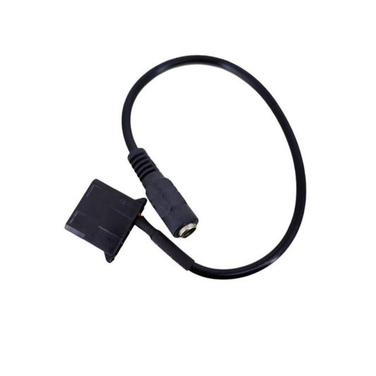Full view of the 28cm 4-pin Molex to DC 5.5x2.1mm female 12V power adapter cable.