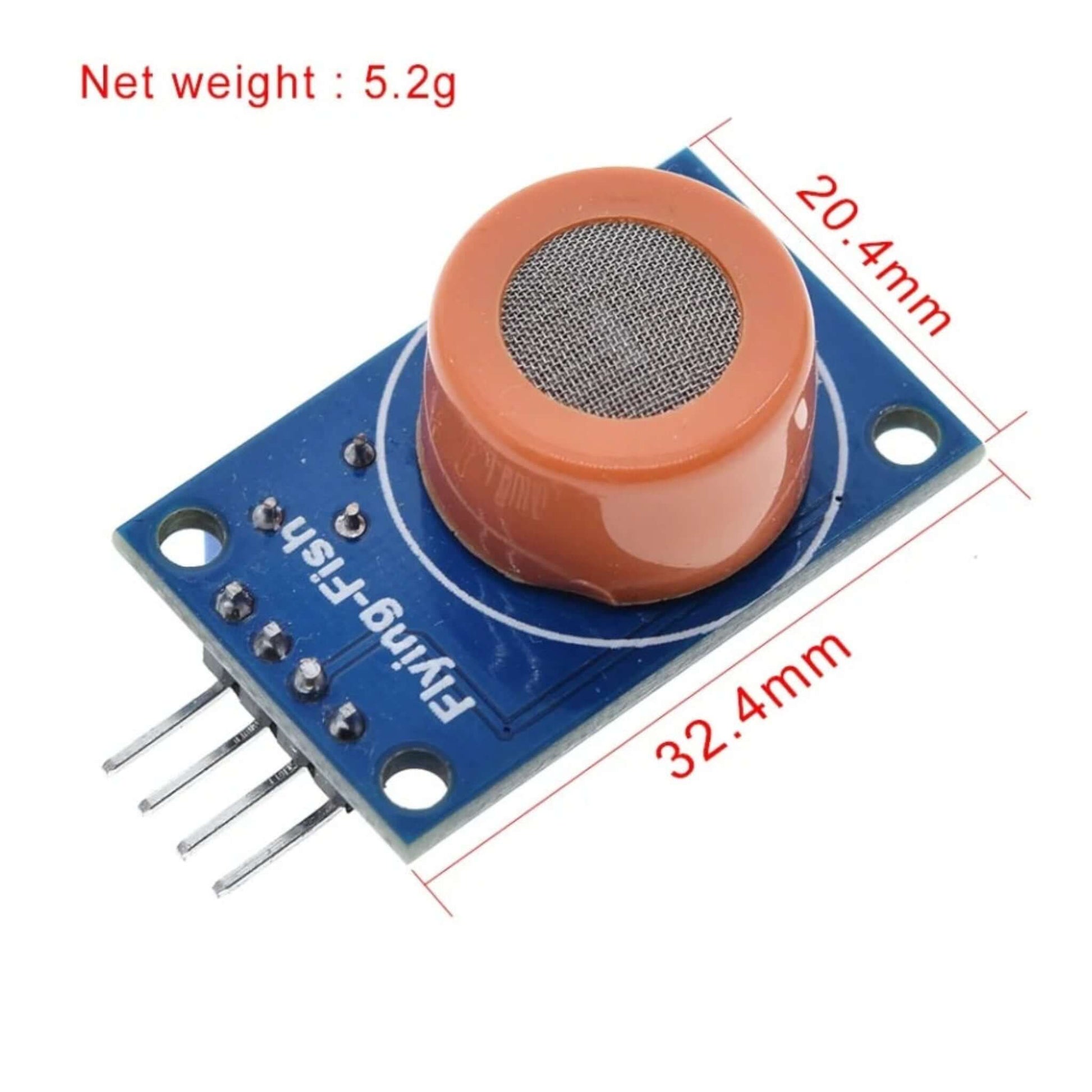 MQ-3 Alcohol Sensor Module dimensions labeled 32.4mm × 20.4mm.