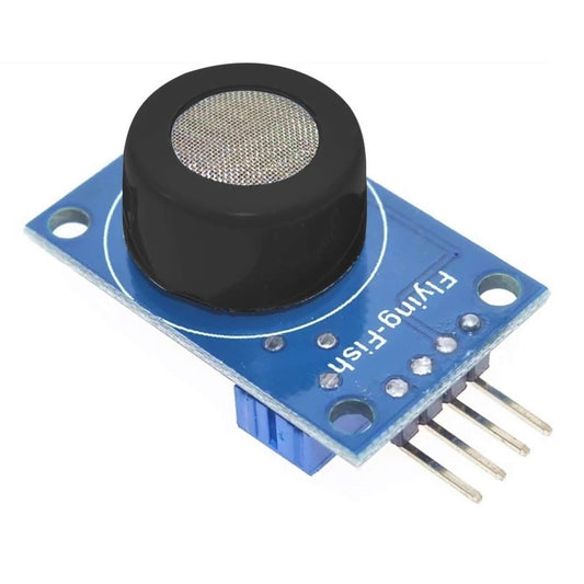 Front view of the MQ-7 Carbon Monoxide (CO) gas sensor module, showing the black sensor cap and 4-pin header.