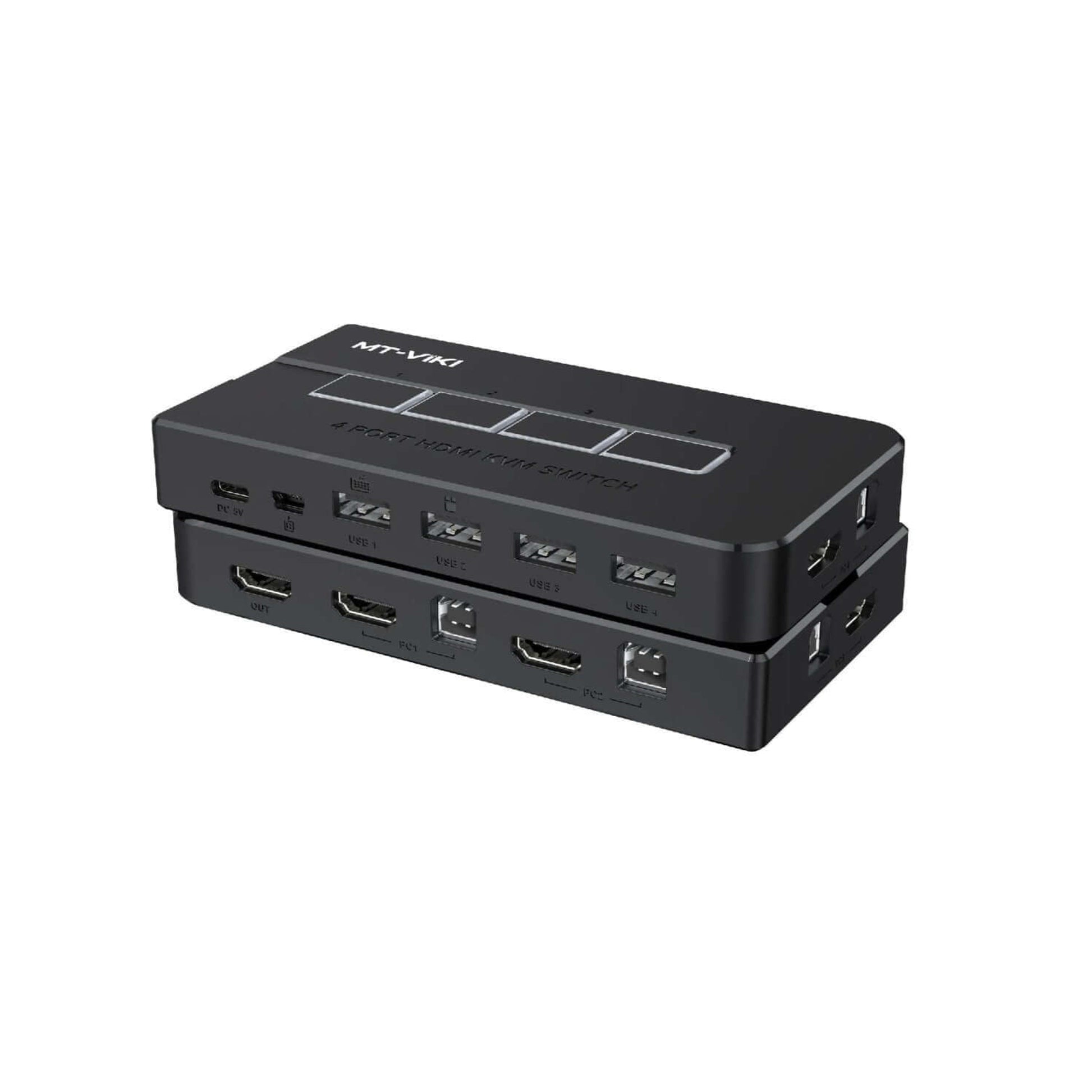 MT-VIKI 4 Port HDMI KVM Switch with USB ports for easy control of multiple computers.