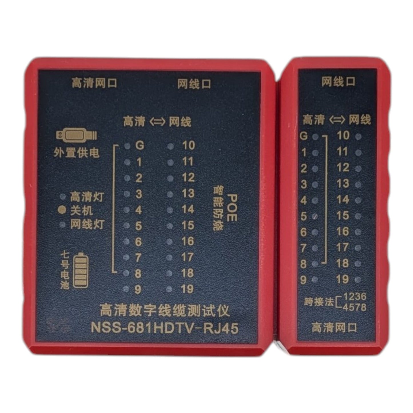 NSS-681HDTV-RJ45 二合一 HDMI 及 RJ45 網絡線測試儀，具備 POE 智能防燒保護，是香港 IT 及影音工程人員必備工具。